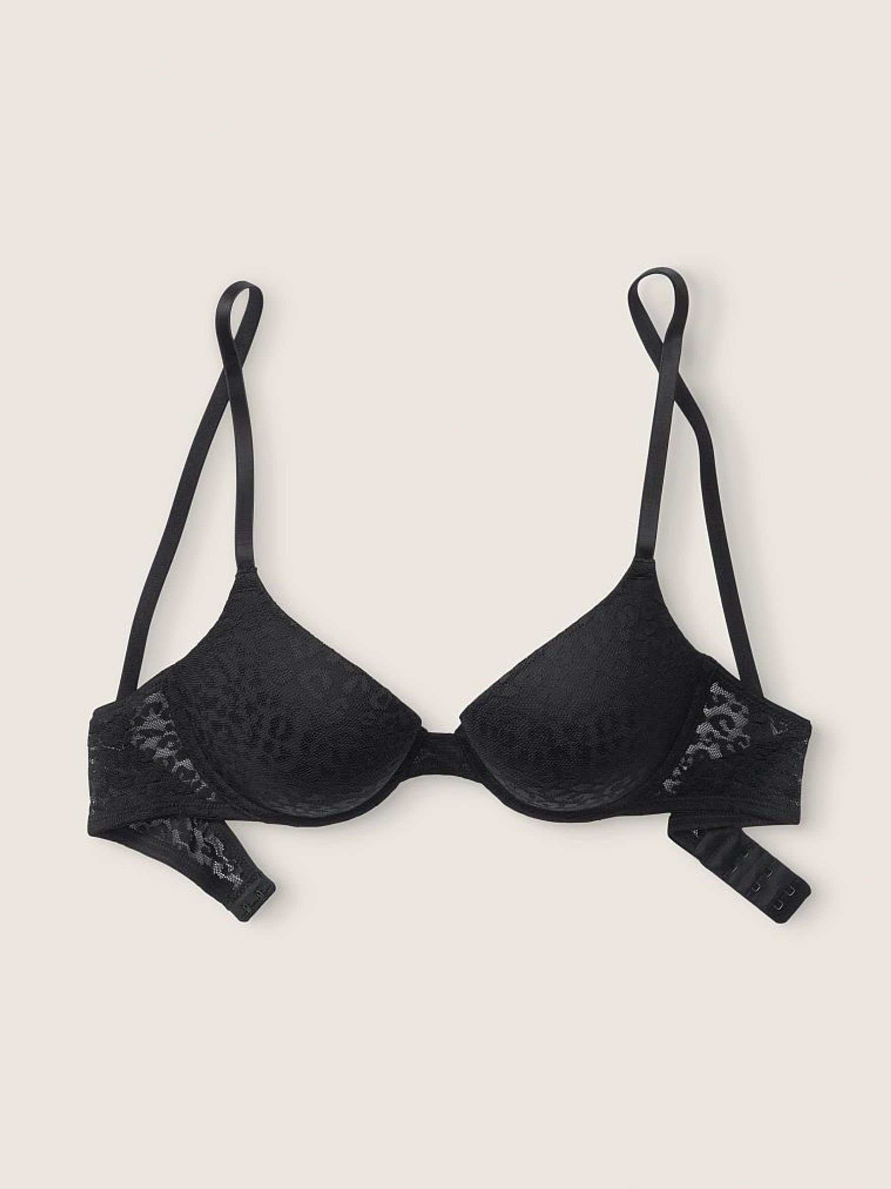 Pure Black Lace Push Up T-Shirt Bra - Image 2 of 2