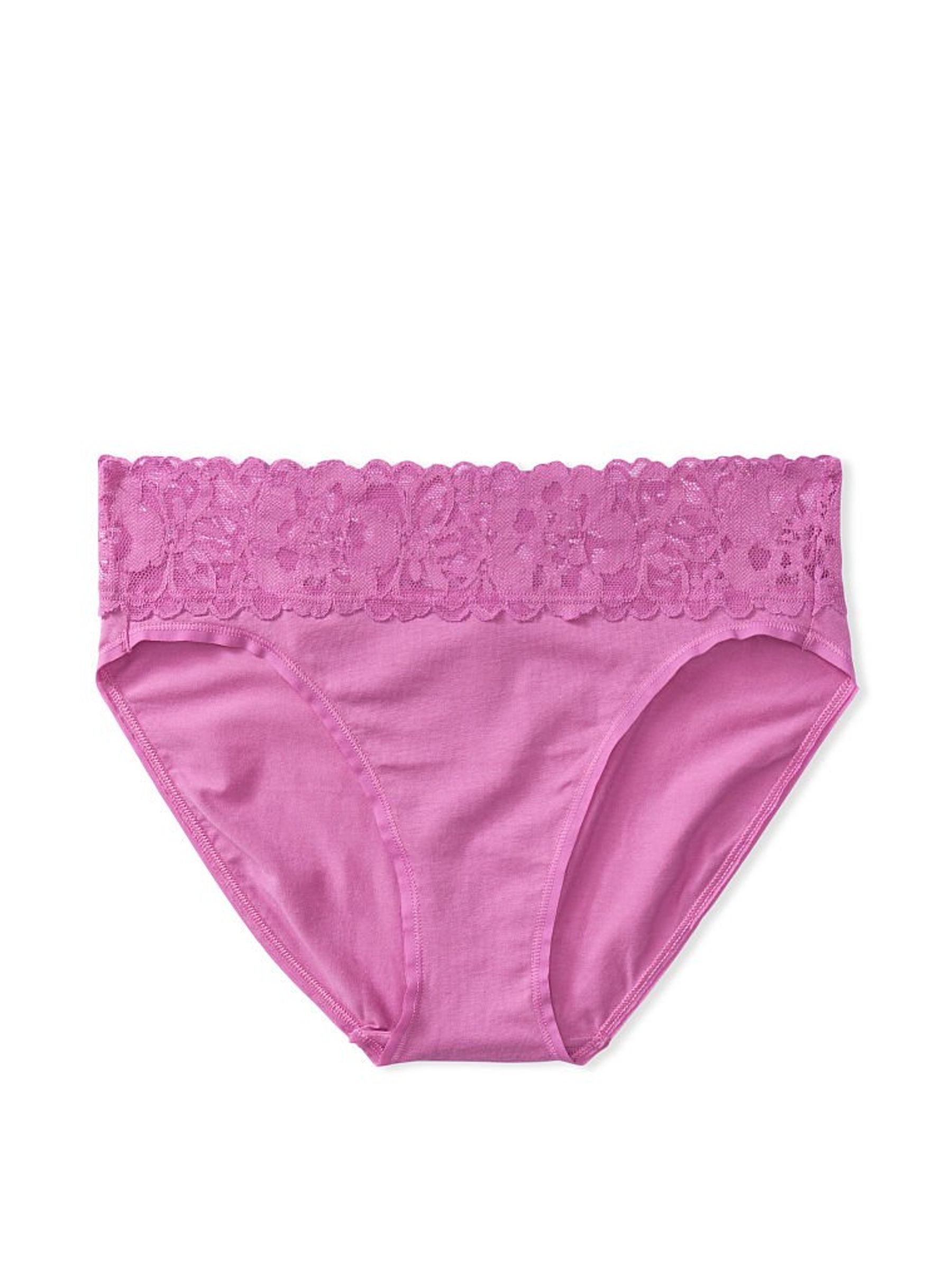 Rosita Pink Purple Cotton Lace Waist Brief Panty - Image 3 of 3