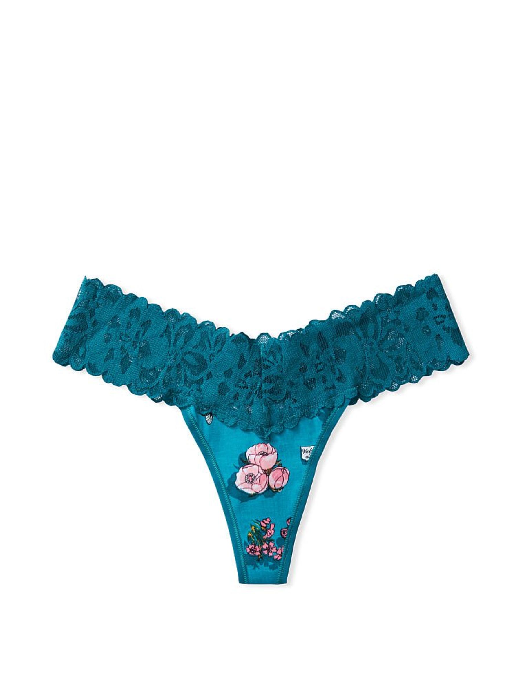 Blue Sphere Floral Lacewaist Thong Panty - Image 3 of 3