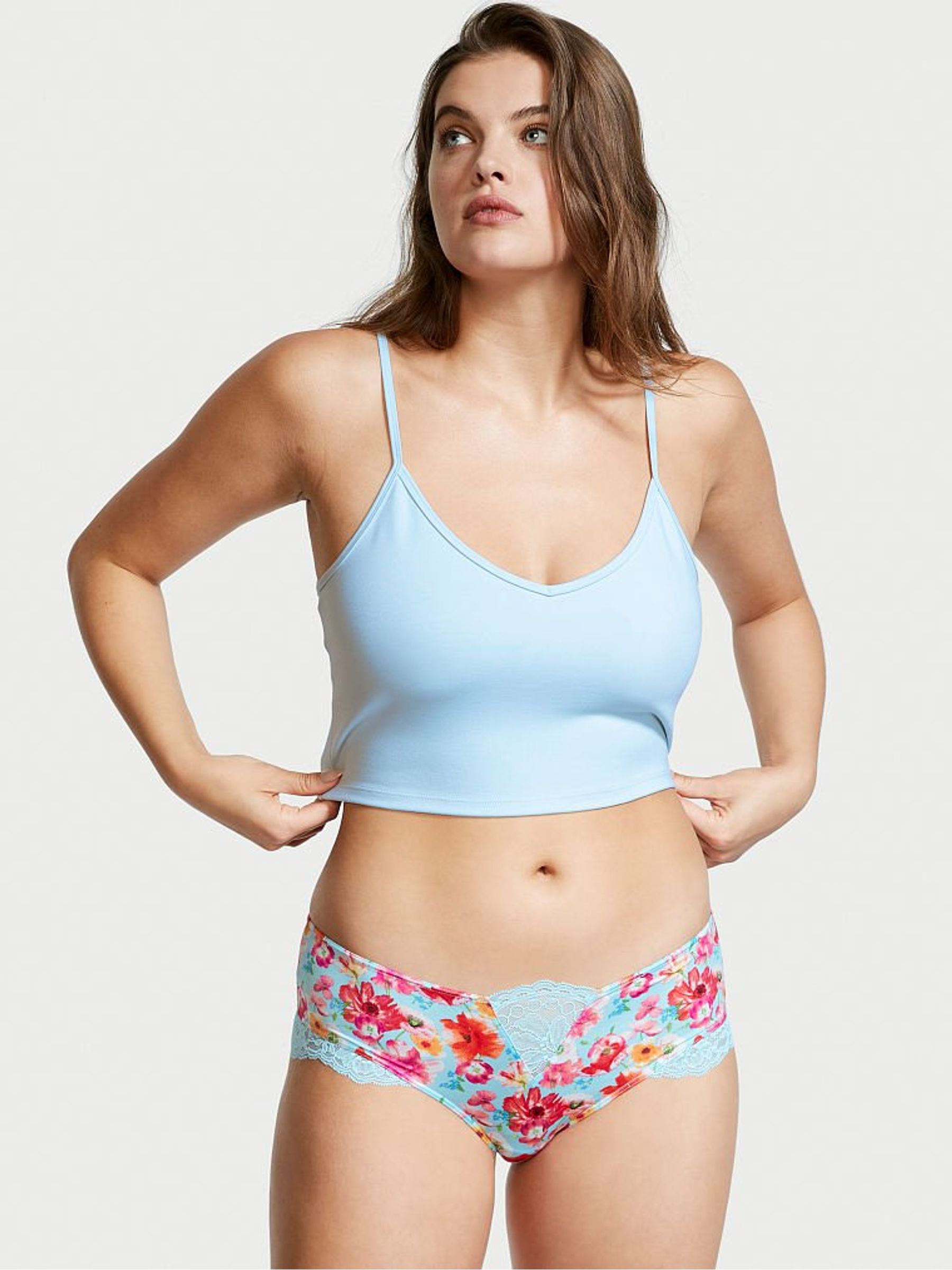 Happy Poppies Blue Micro Lace Inset Cheeky Knickers - Image 1 of 4