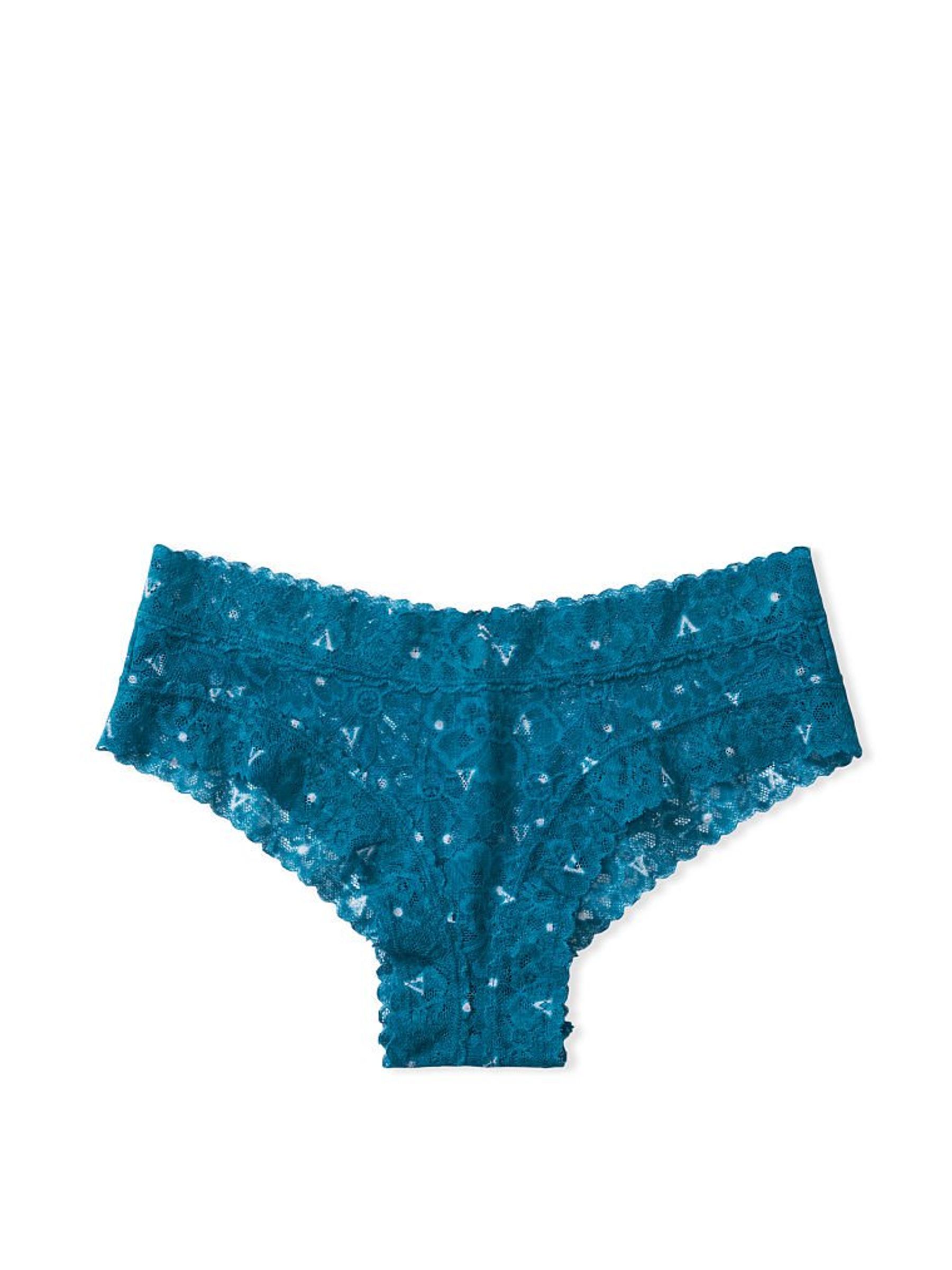 Blue Sapphire Dotted V Floral Lace Cheeky Panty - Image 3 of 3