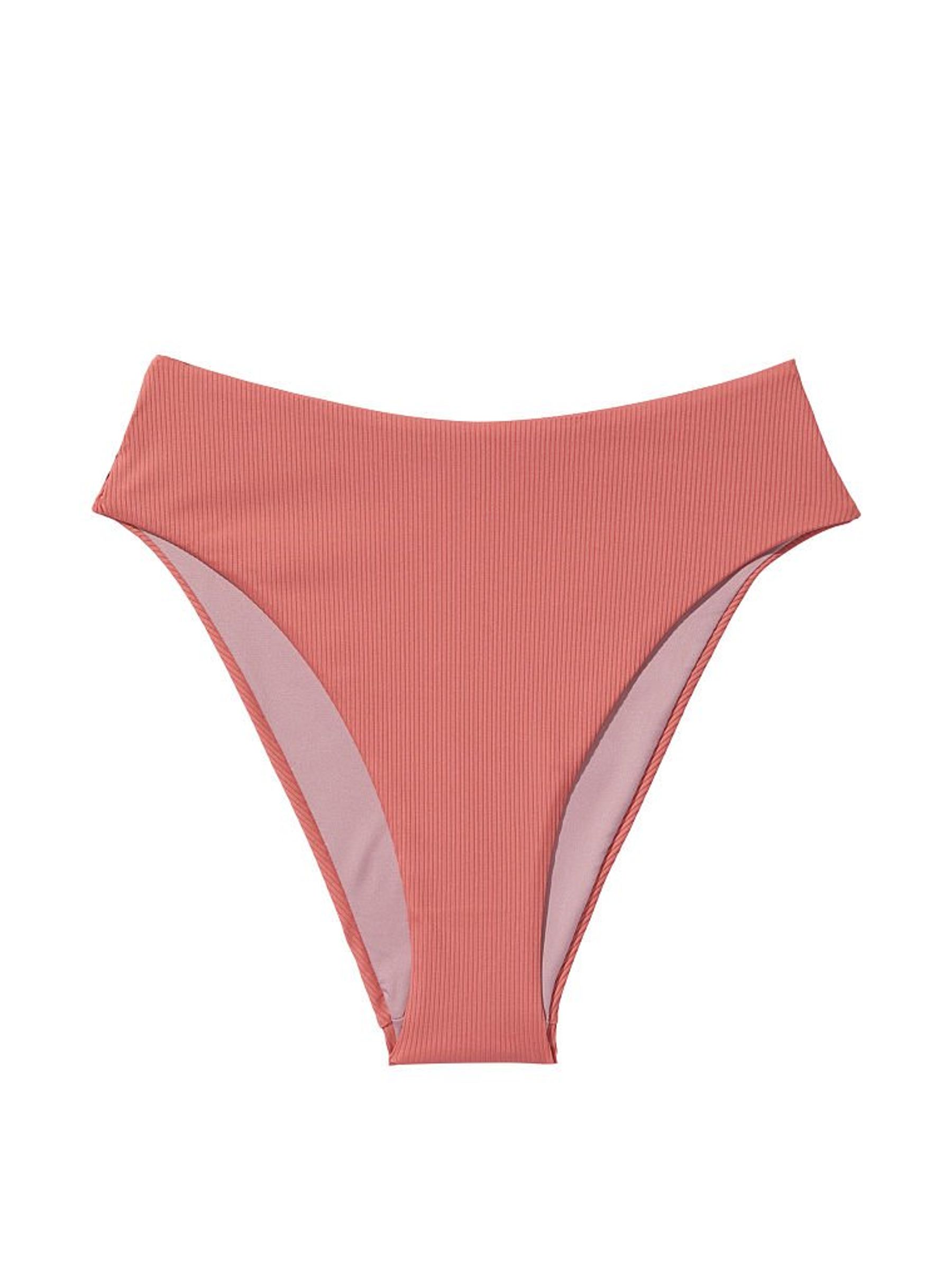 Canyon Rose Pink Essential Ribbed HighRise Cheeky Swim Bikini Bottom - Image 3 of 3
