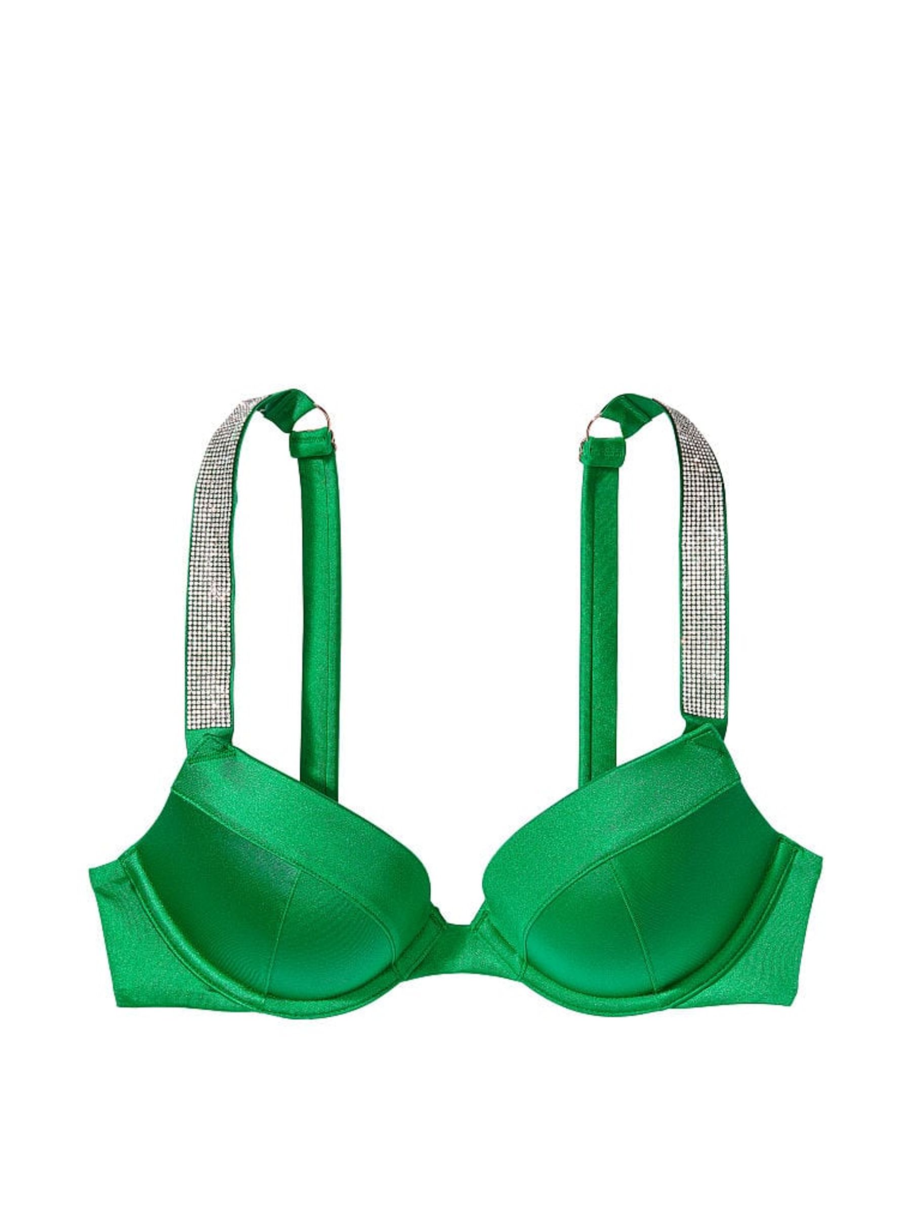 Verdant Green Push Up Shine Strap Swim Bikini Top - Image 3 of 4