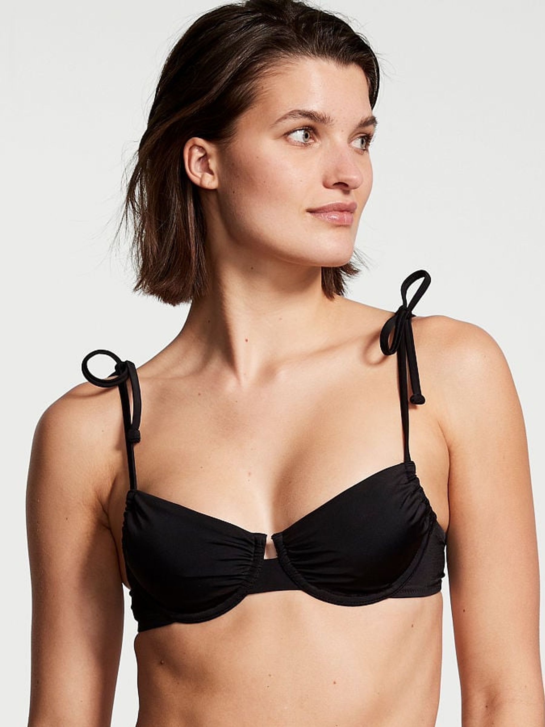Black Shine Wired Bikini Top - Image 1 of 4