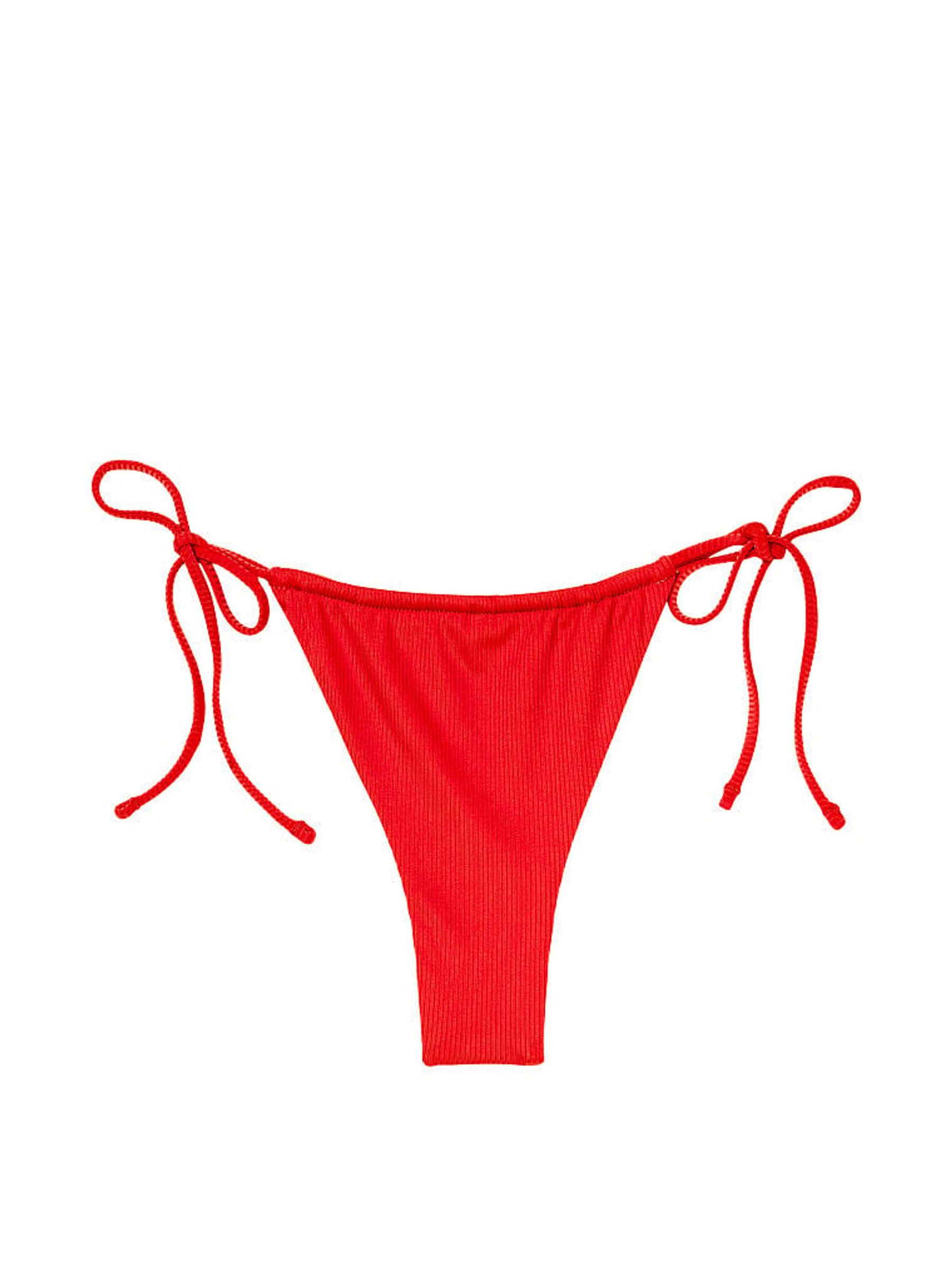 Flame Rib Red Tie Side High Leg Bikini Bottom - Image 3 of 4