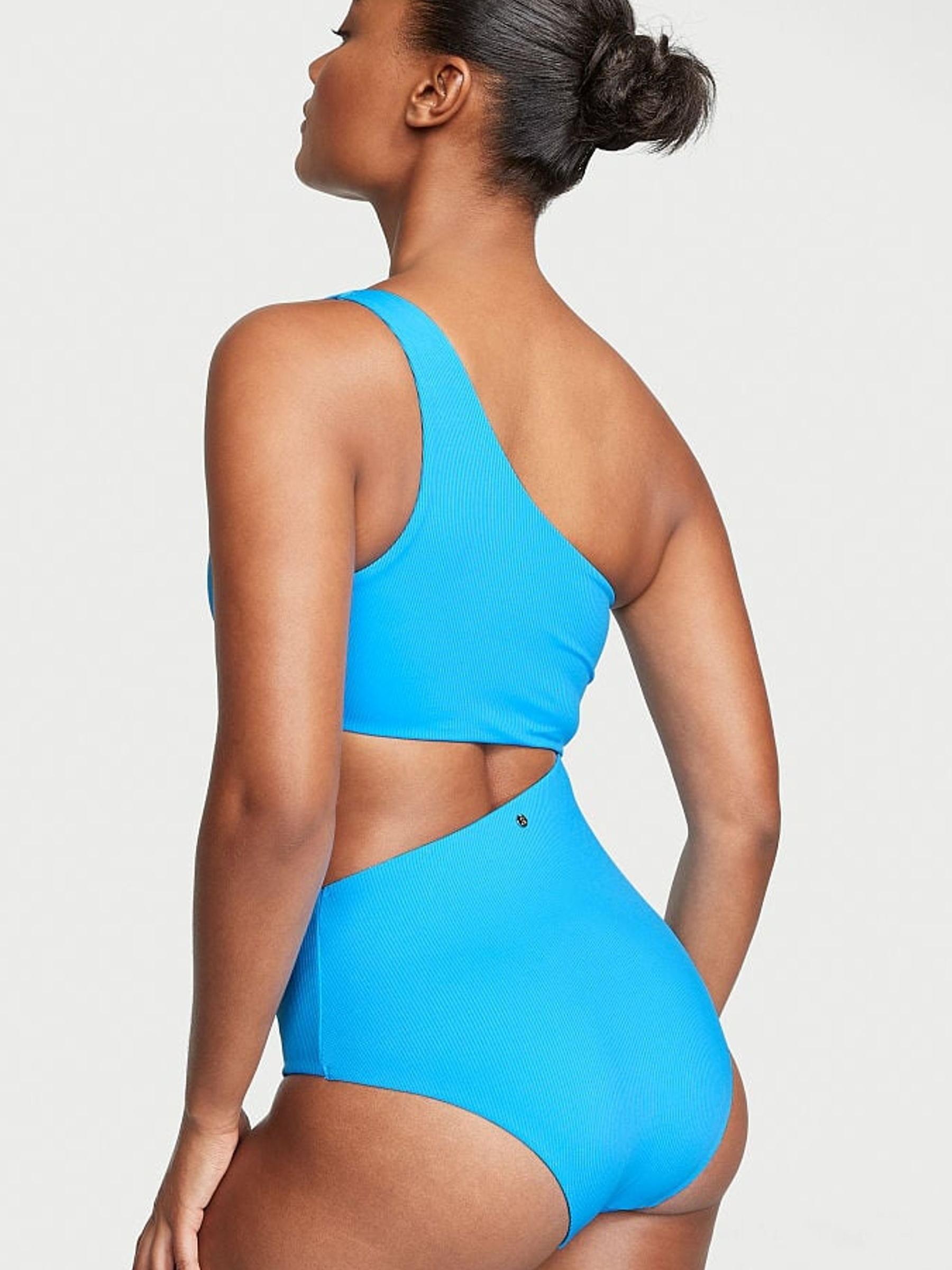 Capri Blue One Shoulder Swimsuit - Image 2 of 4