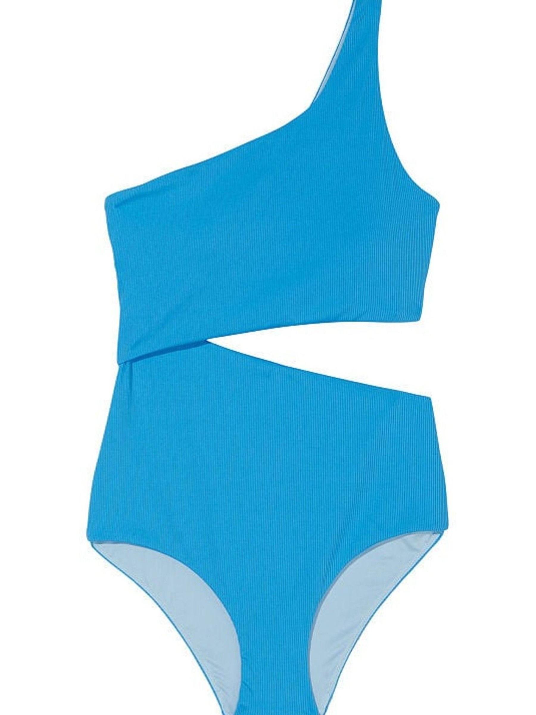 Capri Blue One Shoulder Swimsuit - Image 3 of 4