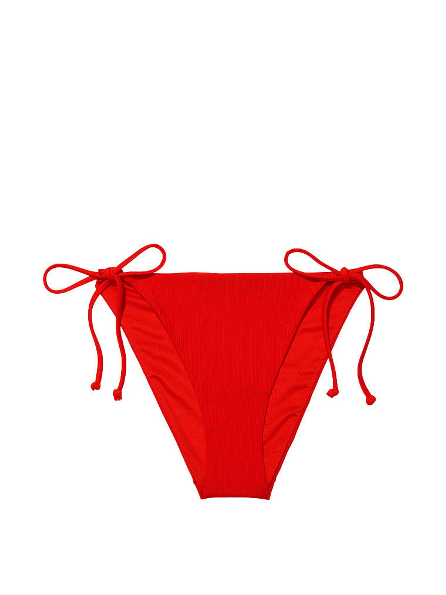 Flame Rib Red Tie Side Bikini Bottom - Image 3 of 4