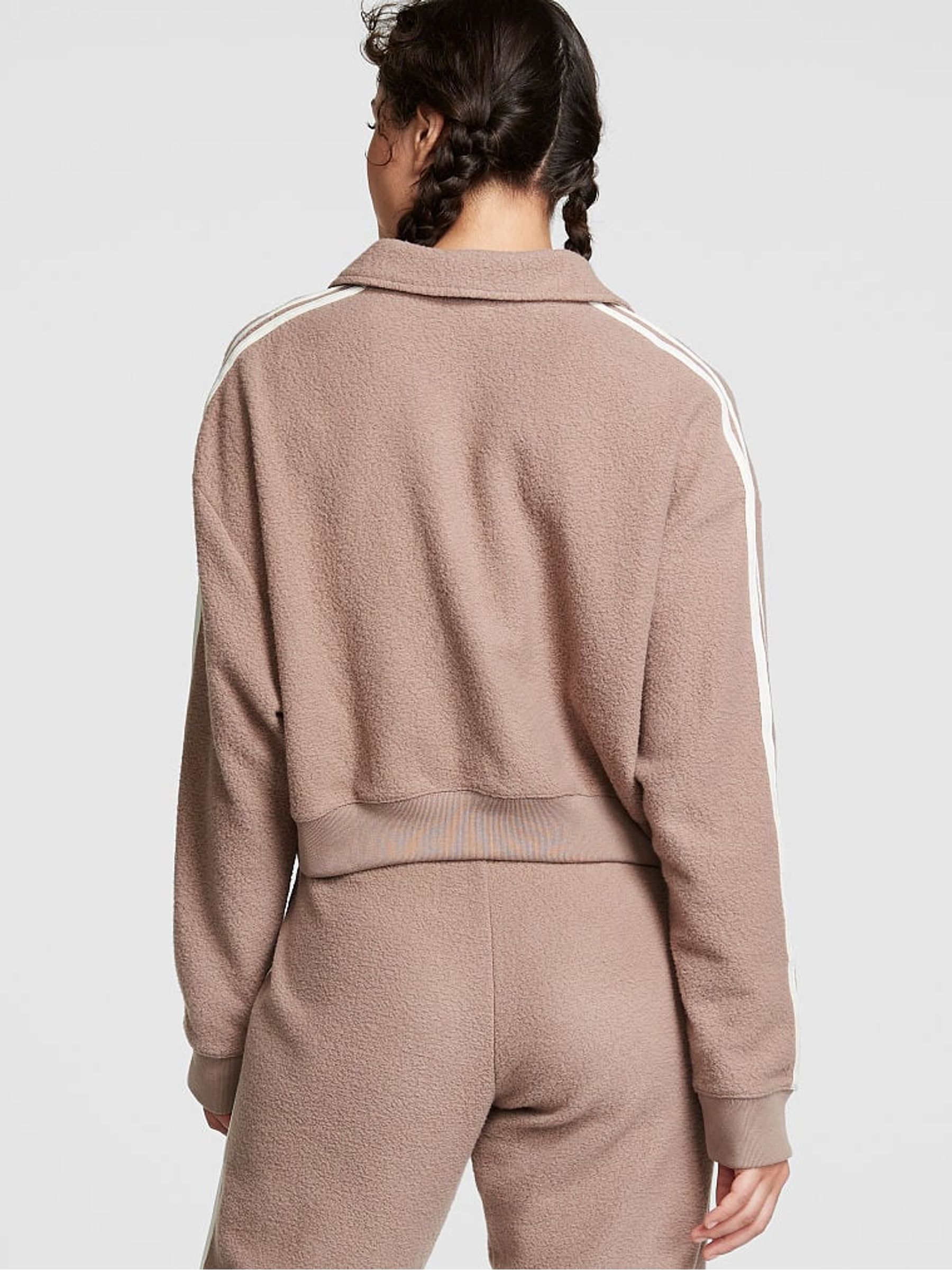 Iced Coffee Brown Reverse Fleece Polo Sweatshirt - Image 2 of 4