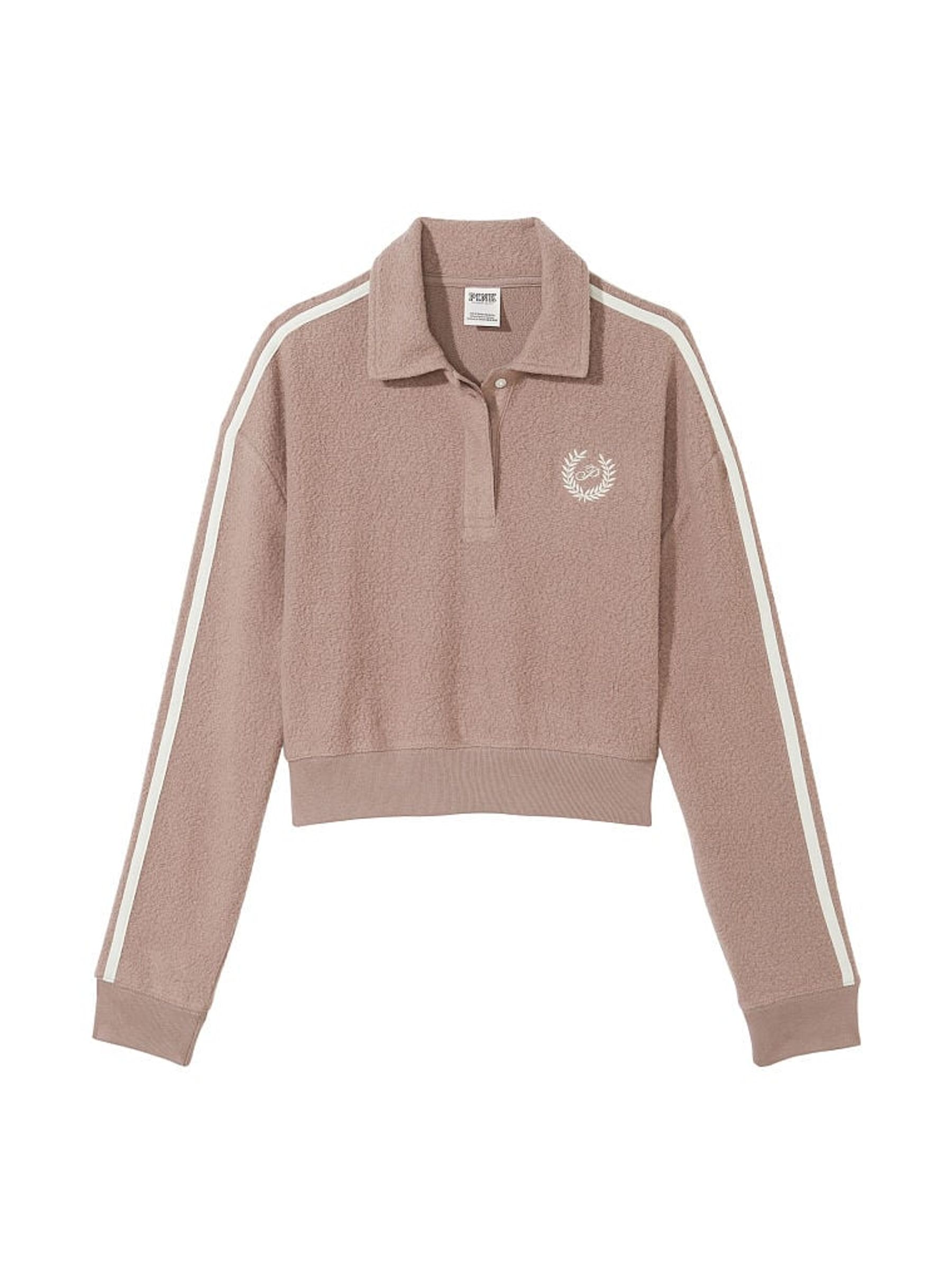 Iced Coffee Brown Reverse Fleece Polo Sweatshirt - Image 3 of 4