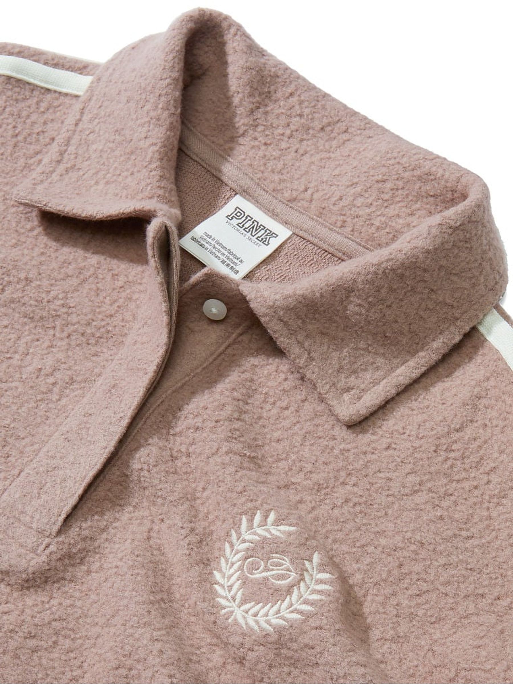 Iced Coffee Brown Reverse Fleece Polo Sweatshirt - Image 4 of 4