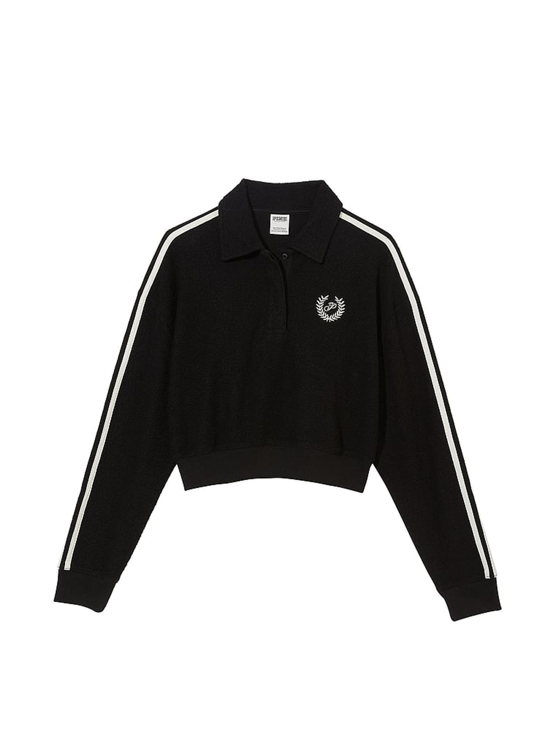 Pure Black Reverse Fleece Polo Sweatshirt - Image 3 of 3