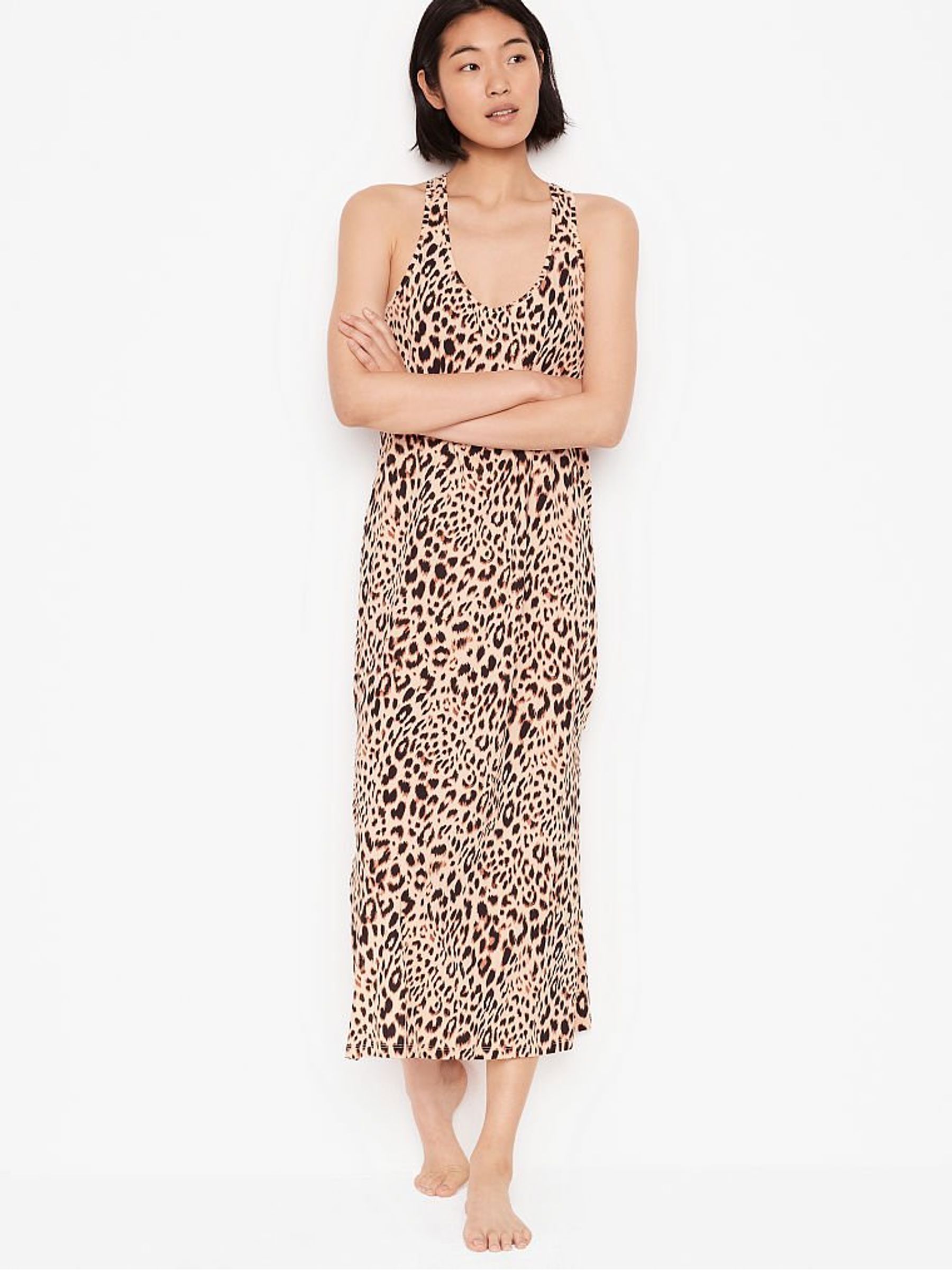 Animal Print Pima Cotton Tank Maxi Nightie - Image 1 of 2