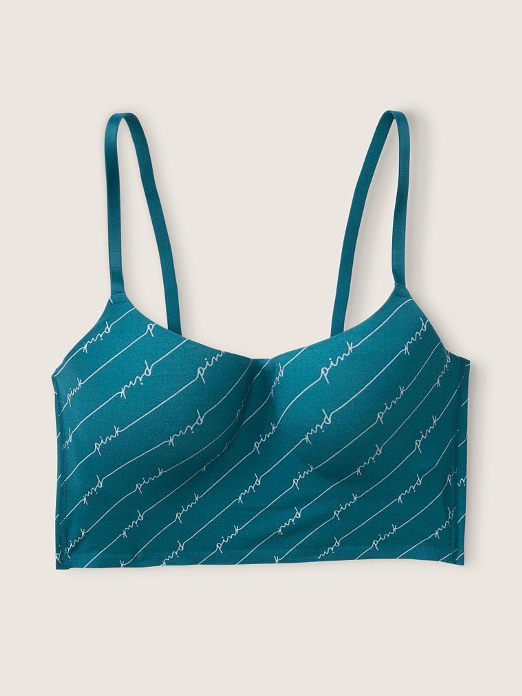 Blue Coral Script Smooth Lightly Lined Bralette - Image 1 of 1