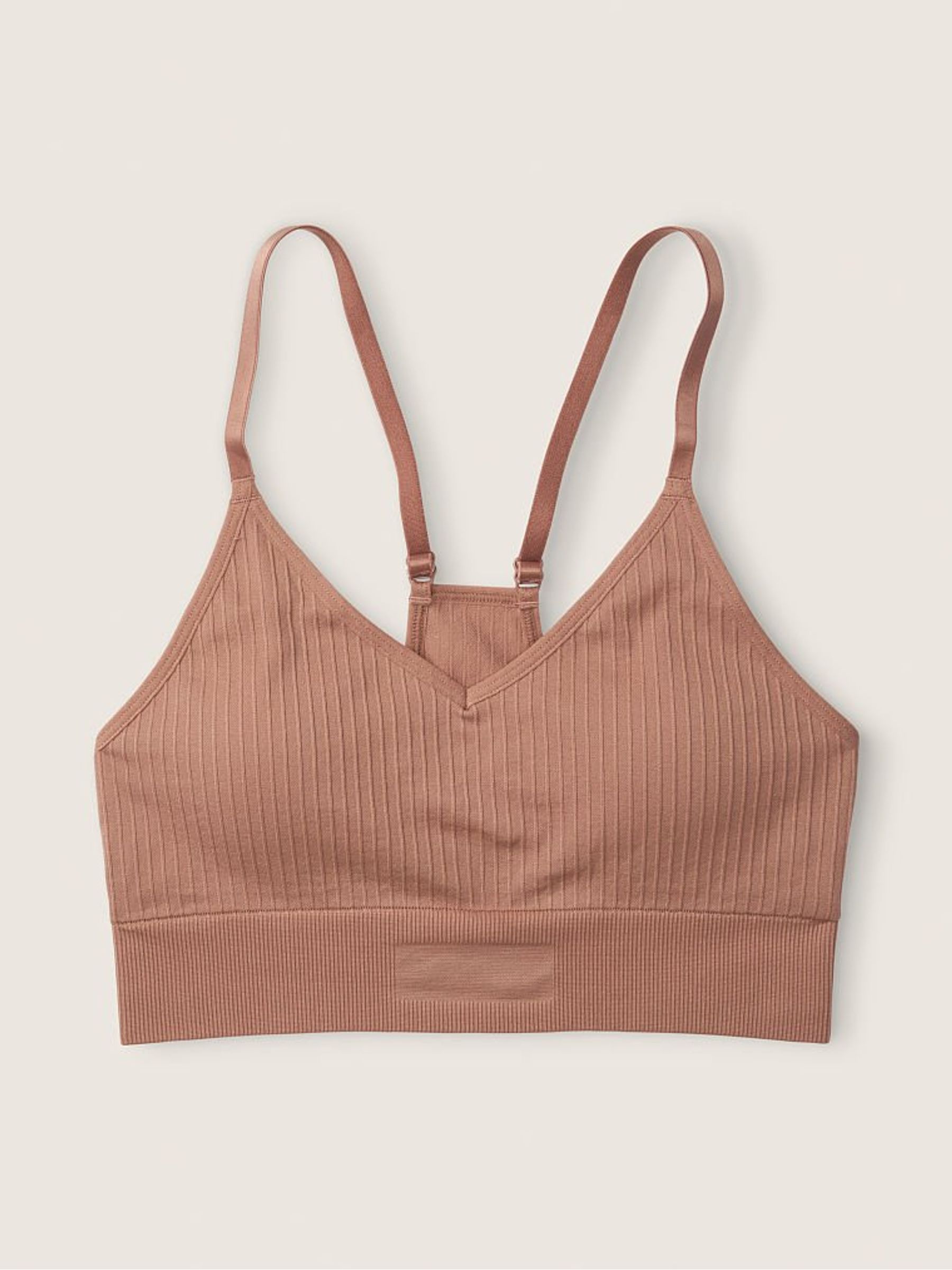 Stucco Beige Brown Seamless Lightly Lined Low Impact Sports Bra - Image 4 of 4