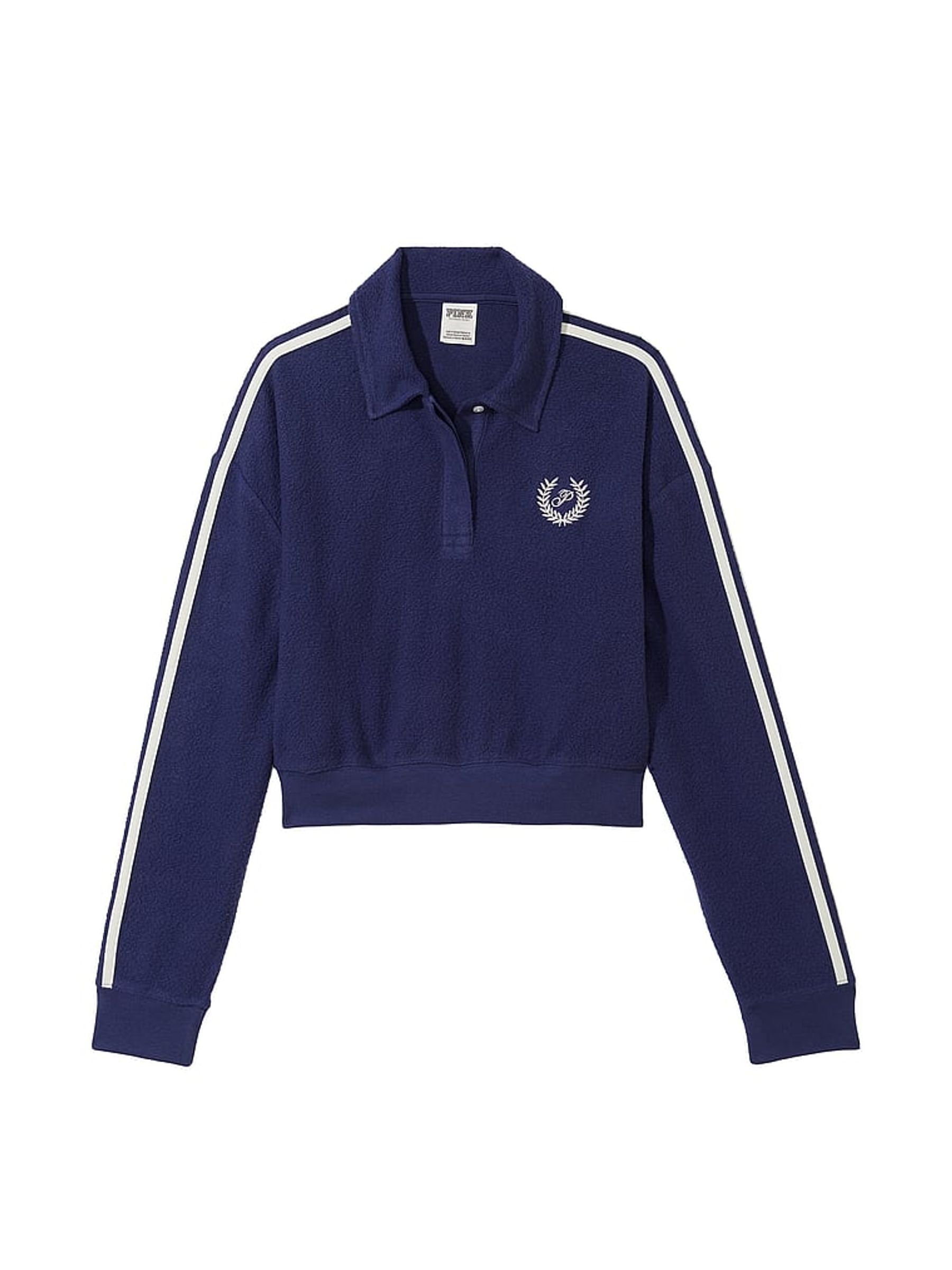 Midnight Navy Blue Reverse Fleece Polo Sweatshirt - Image 3 of 3