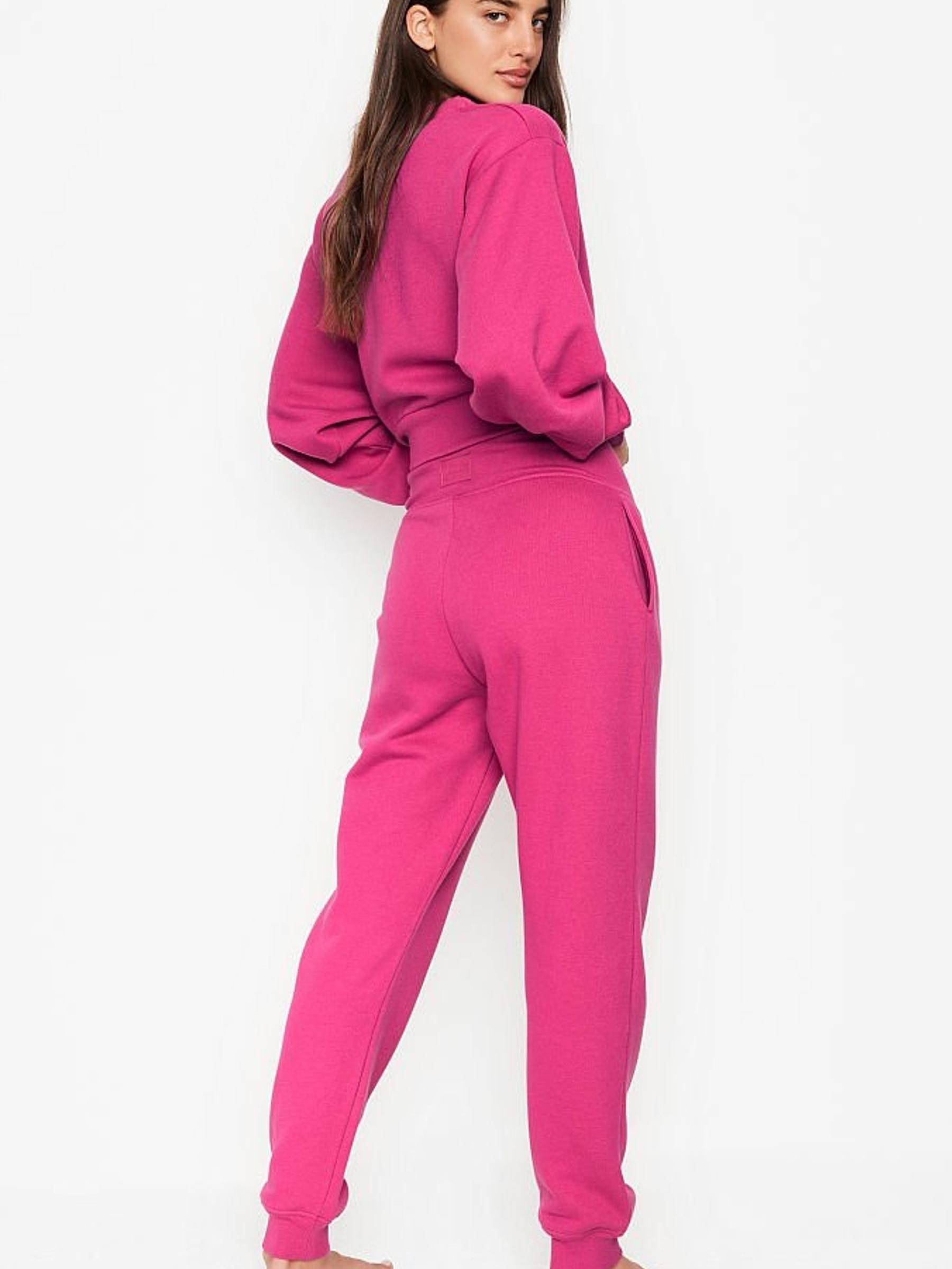 Berry Blush Cotton Fleece Lace Up Jogger - Image 3 of 4