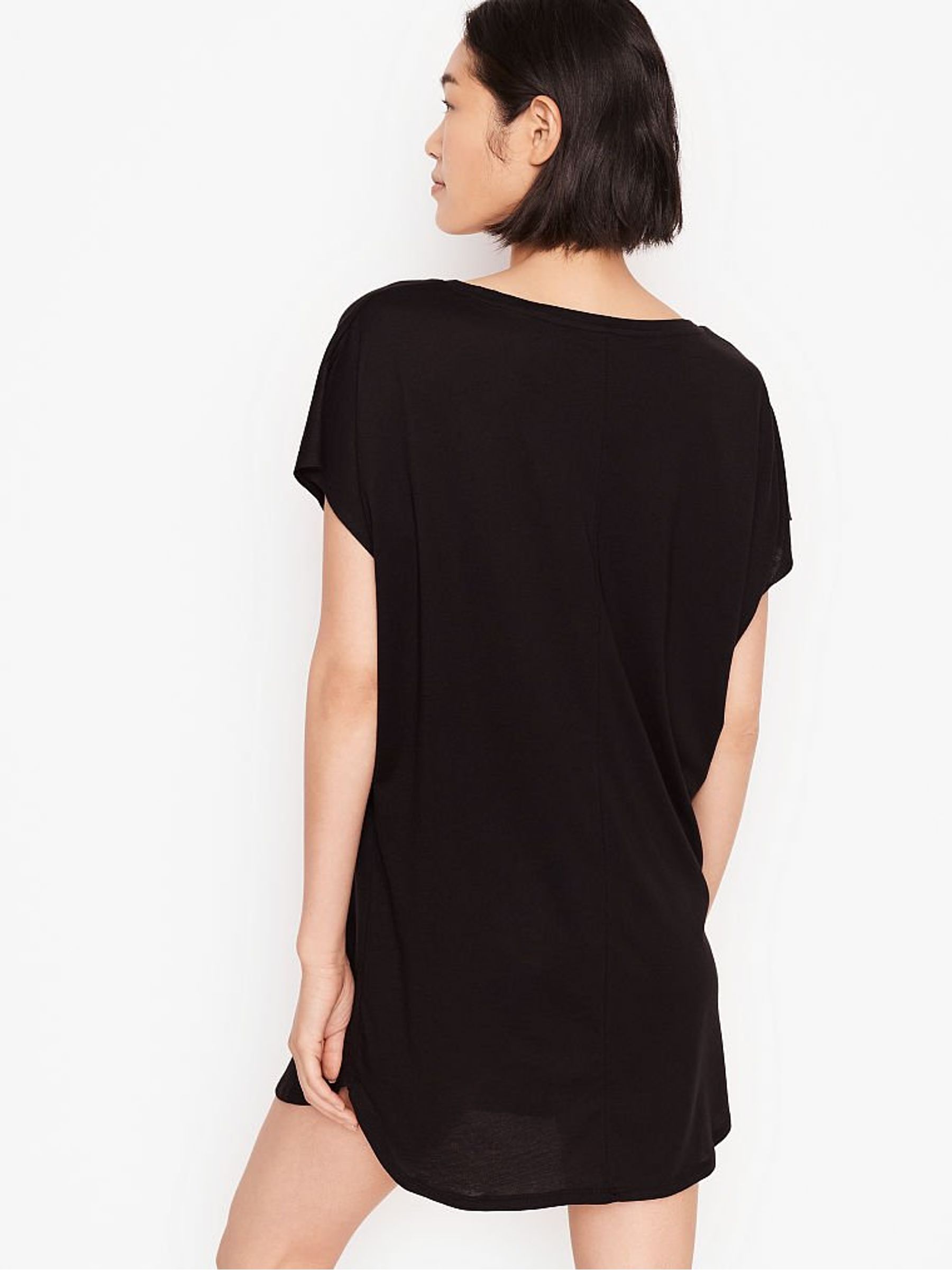Black with Graphic Lightweight Pima Cotton Dolman Sleepshirt - Image 2 of 2