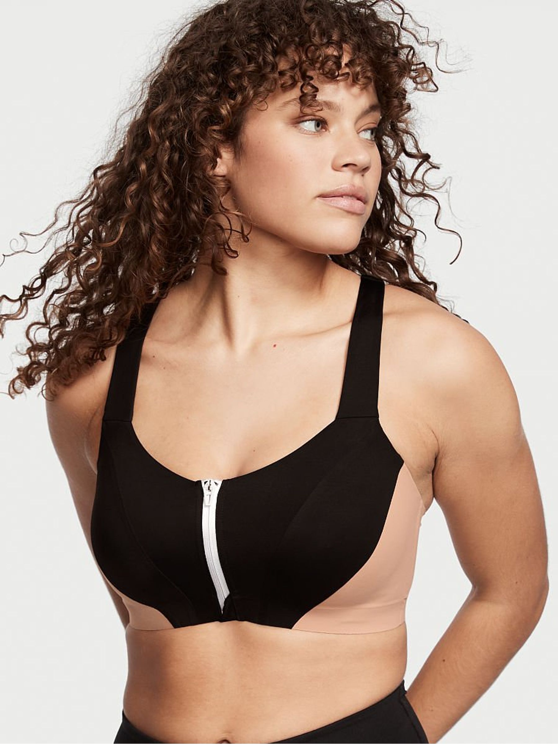 Black Smooth Front Fastening Wired High Impact Sports Bra - Image 1 of 3