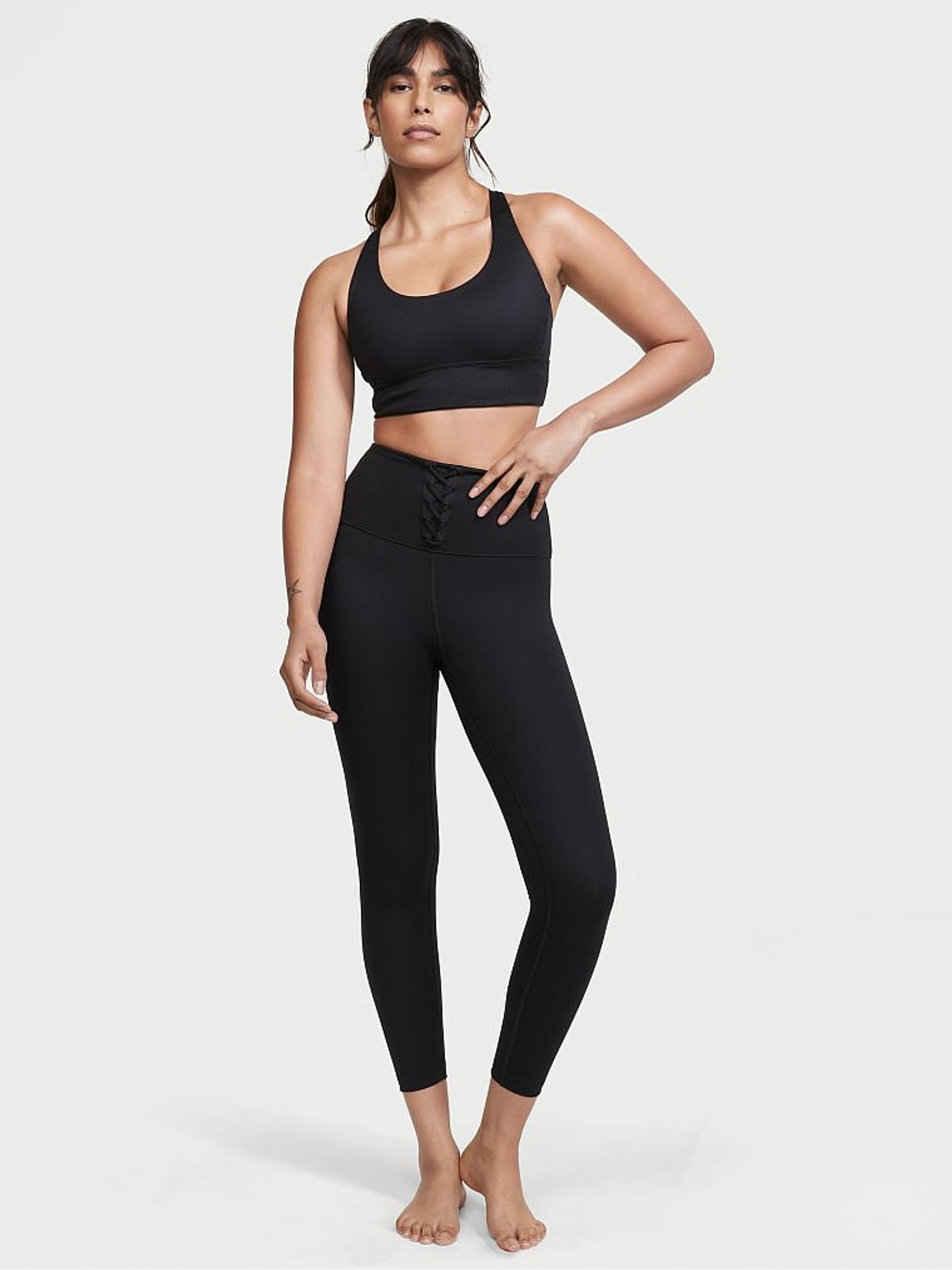 Black Low Impact Strappy Back Yoga Sports Bra - Image 3 of 4