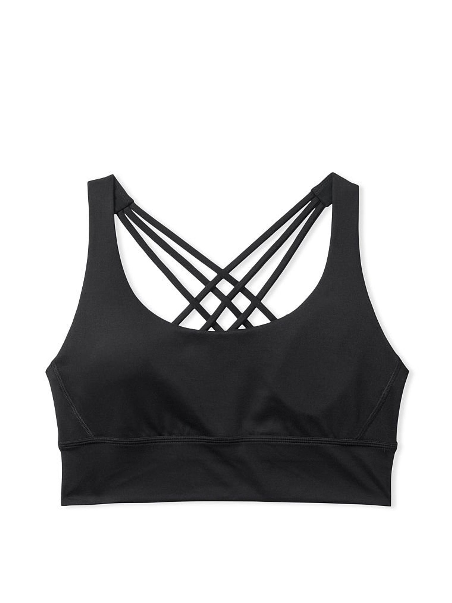 Black Low Impact Strappy Back Yoga Sports Bra - Image 4 of 4