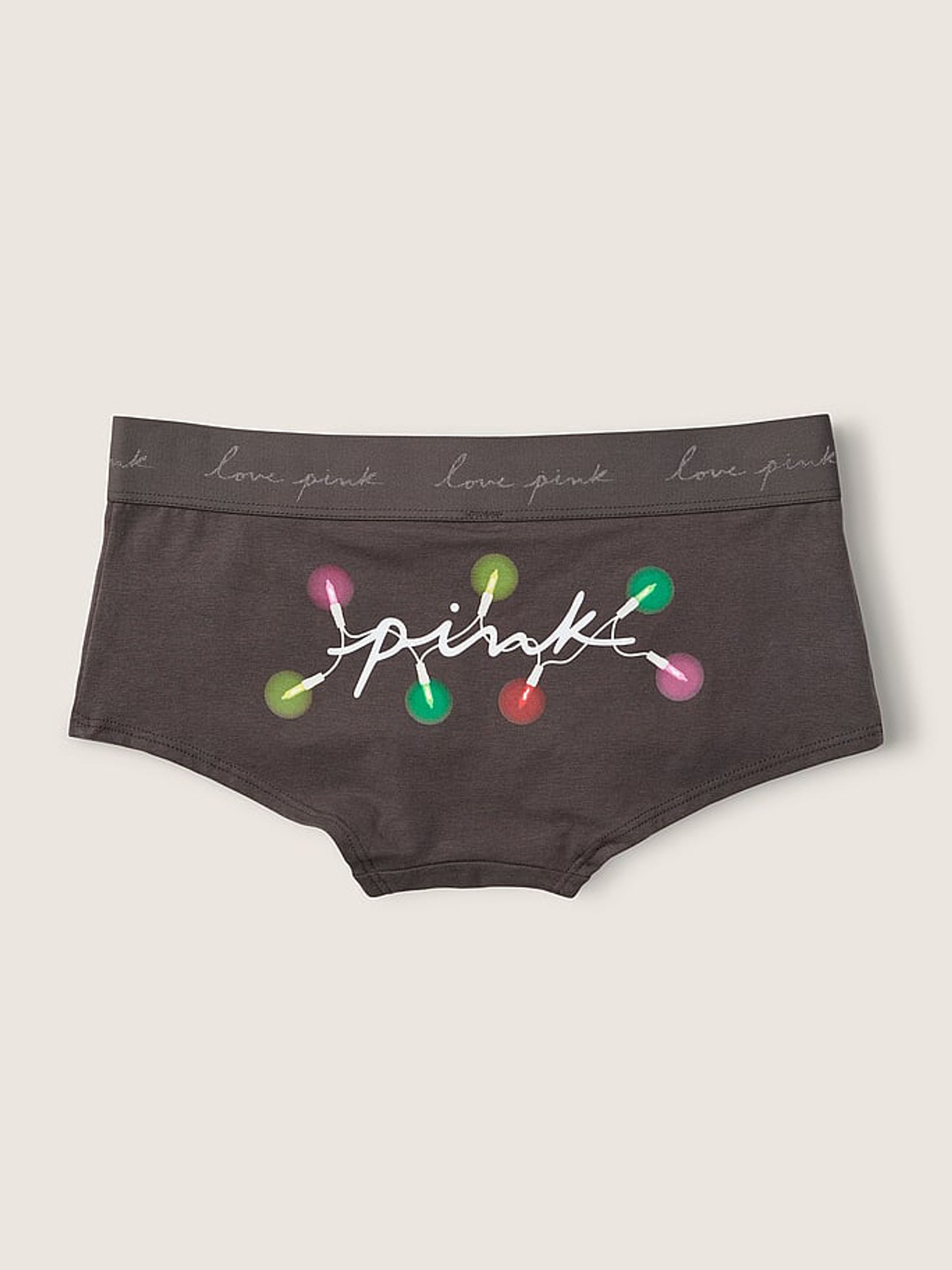 Dark Grey Cotton Logo Short Knicker - Image 2 of 2 Dark Grey Cotton Logo Short Knicker - Image 2 of 2