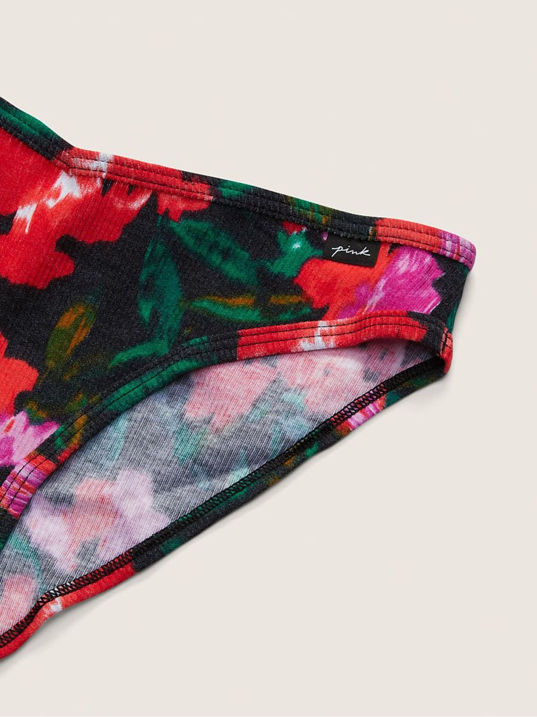 Pure Black Soft Floral Cotton Bikini Knicker - Image 2 of 2