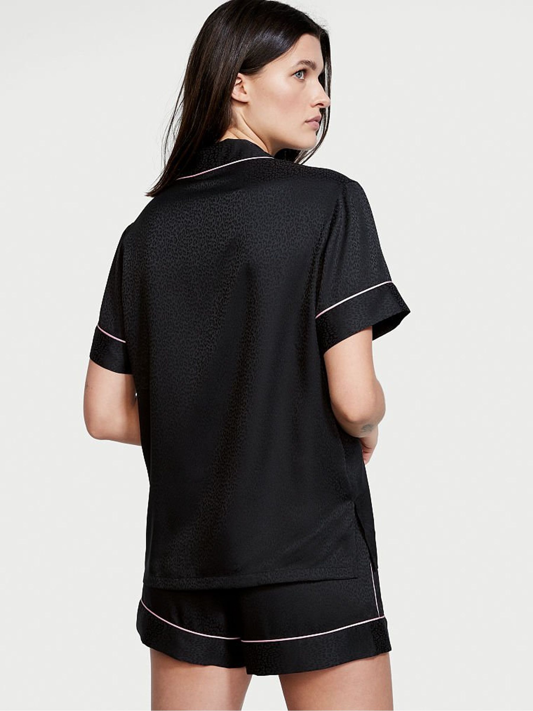 Black Leopard Satin Short Pyjama Set - Image 2 of 3