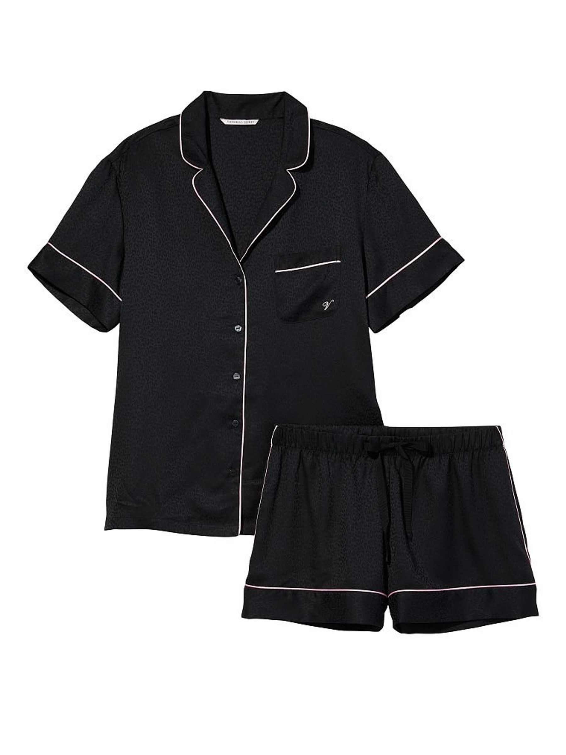 Black Leopard Satin Short Pyjama Set - Image 3 of 3
