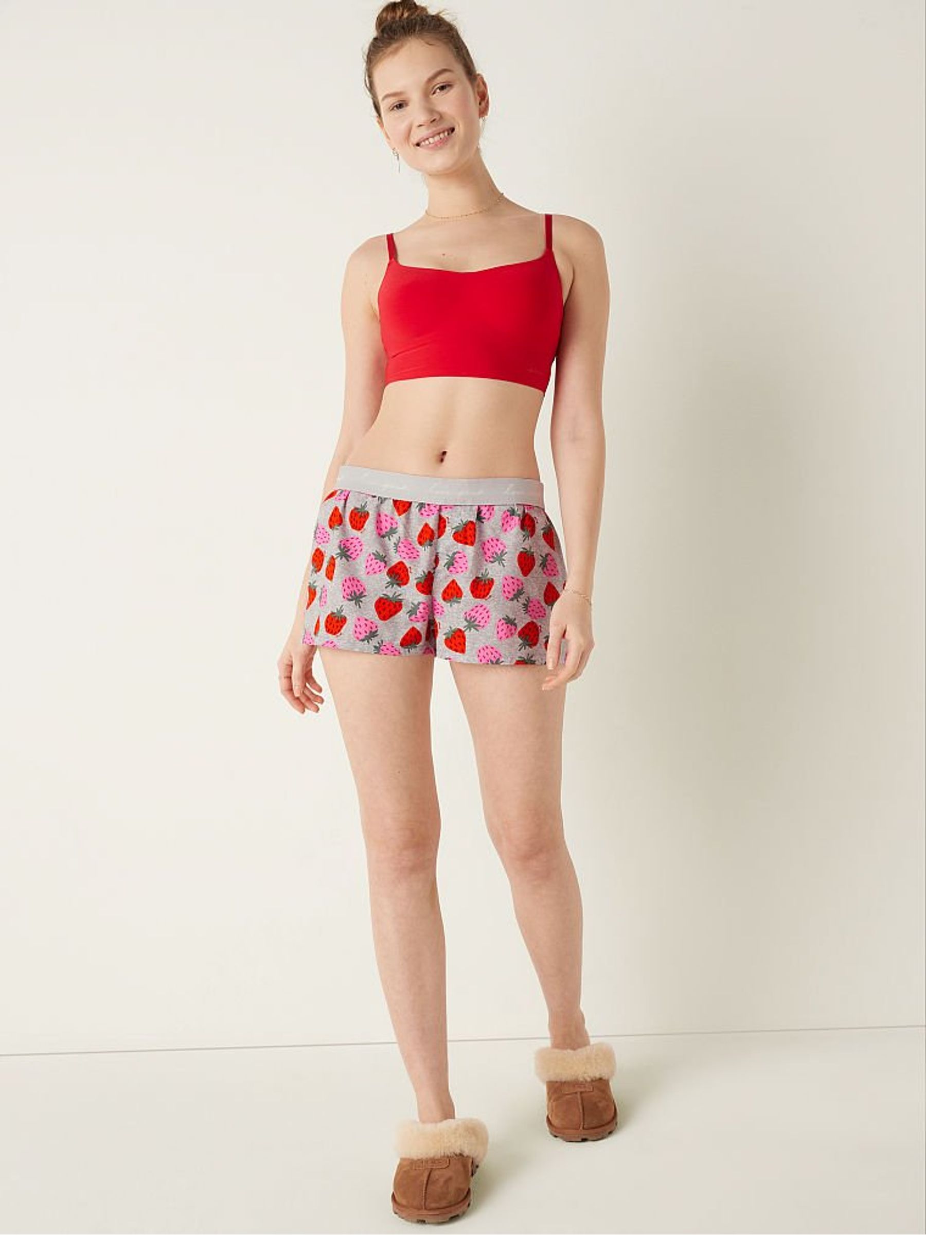 Strawberry Red Flannel Pyjama Short - Image 1 of 5