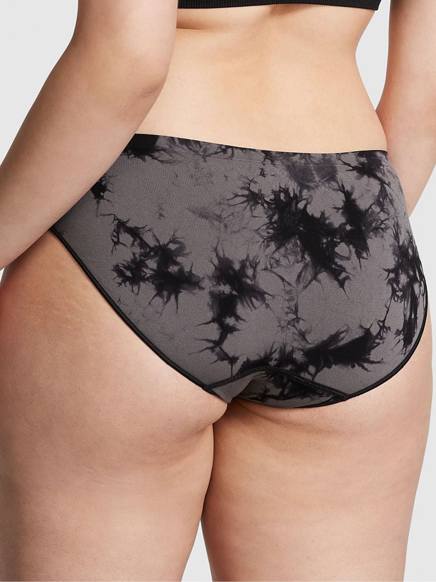 Dark Charcoal Tie Dye Grey Bikini Seamless Knickers - Image 2 of 3 Dark Charcoal Tie Dye Grey Bikini Seamless Knickers - Image 2 of 3