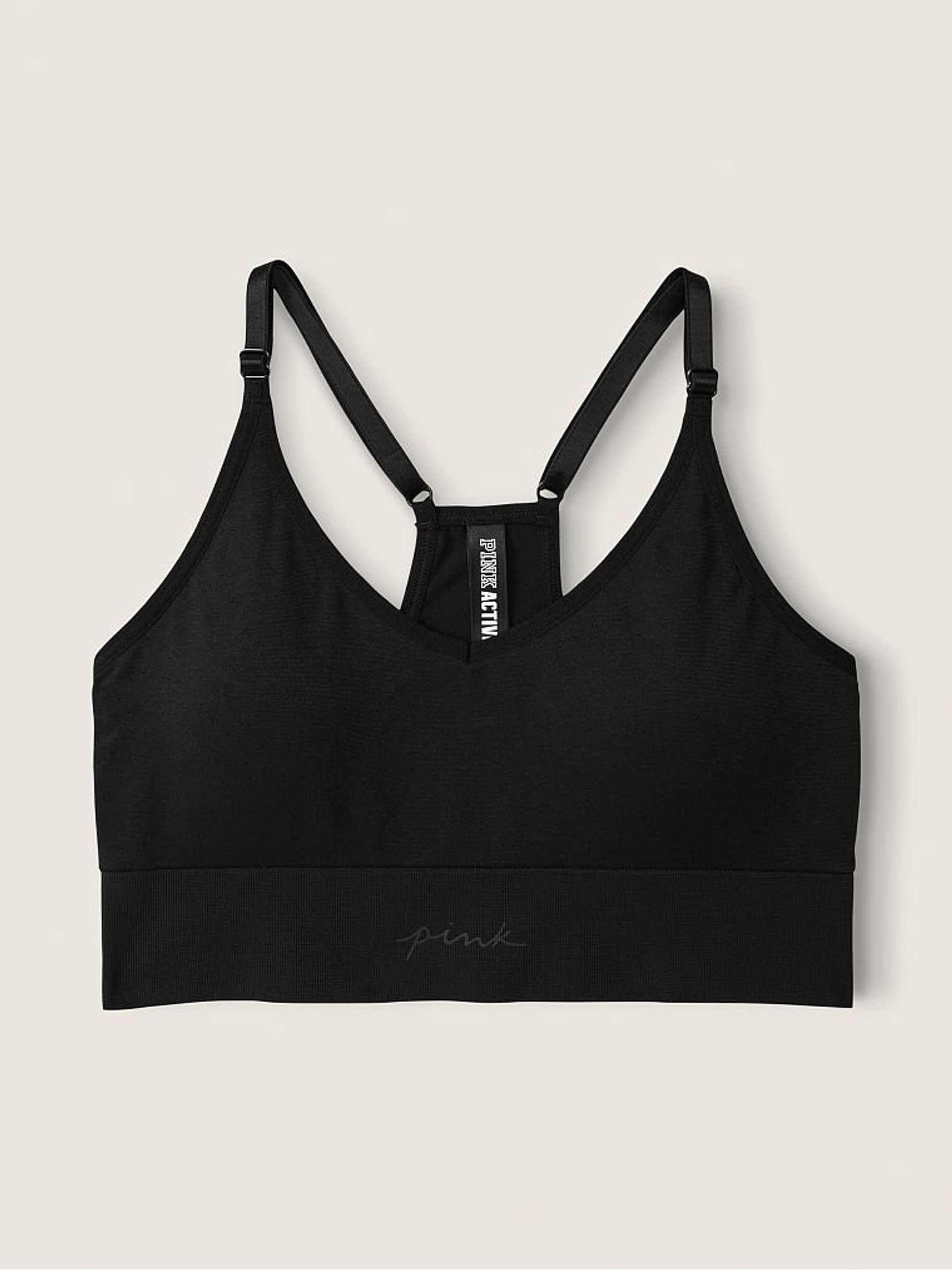 Pure Black Seamless Lightly Lined Low Impact Sports Bra - Image 3 of 4