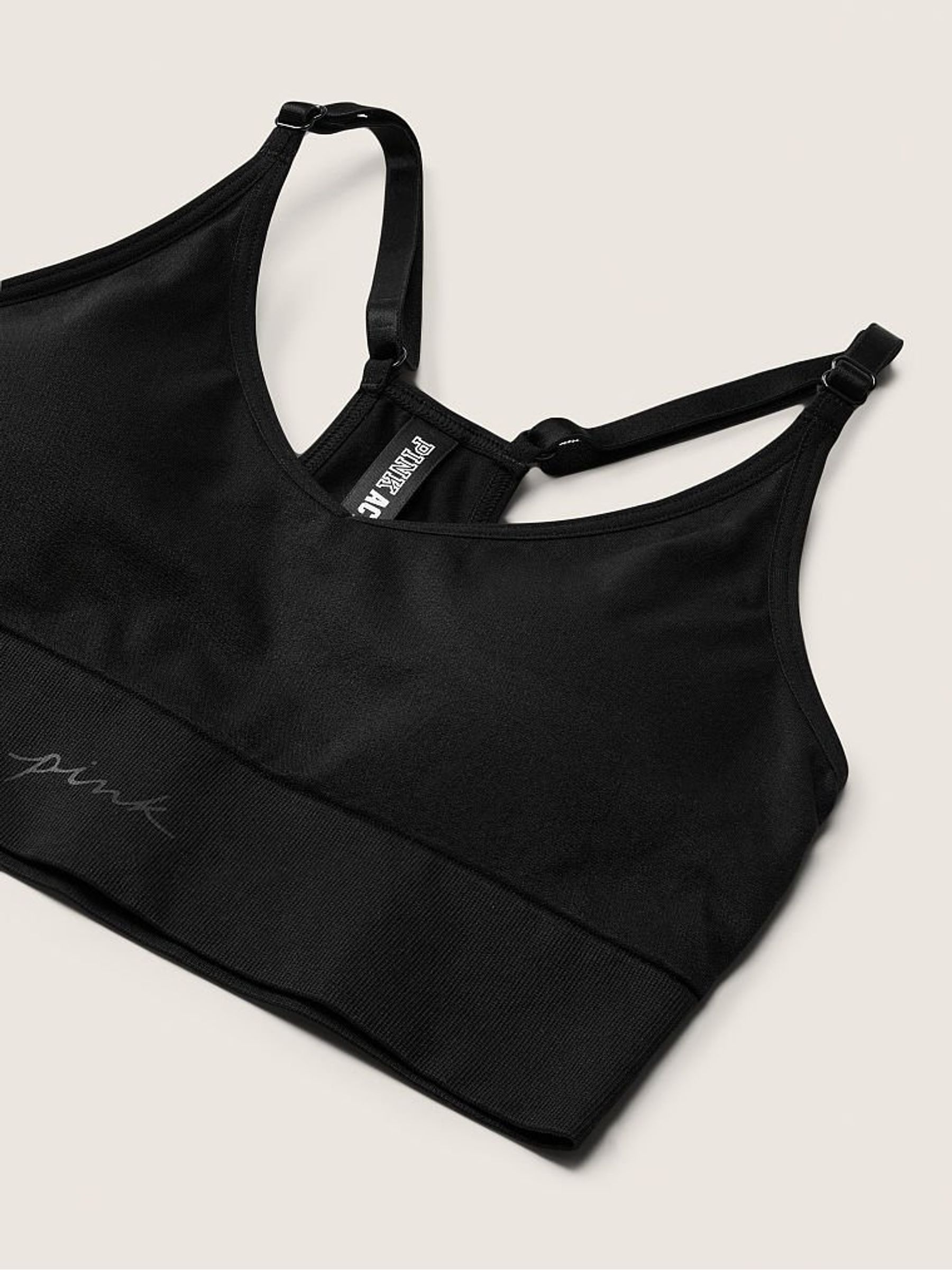 Pure Black Seamless Lightly Lined Low Impact Sports Bra - Image 4 of 4