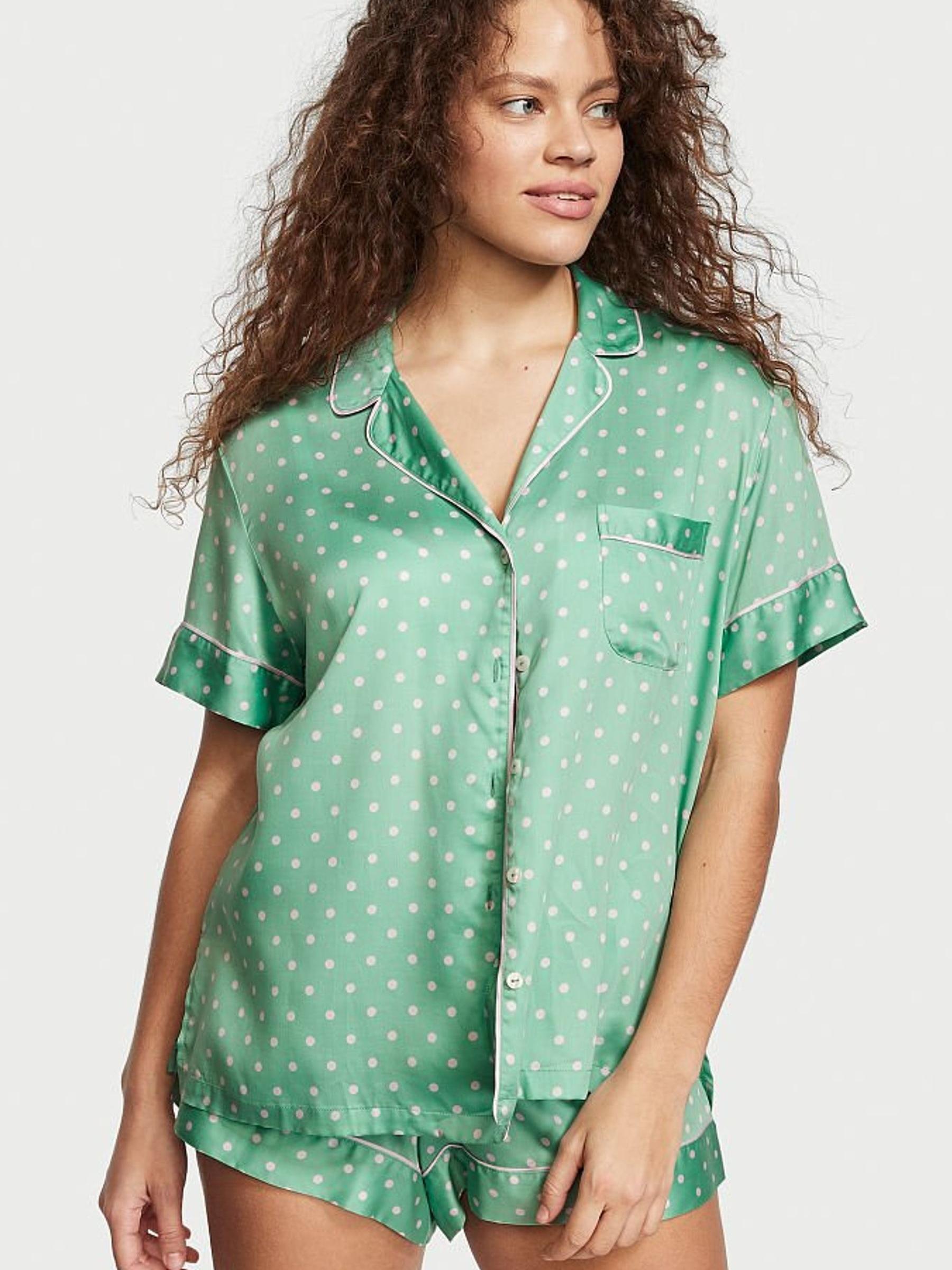 Green Polka Dot Collared Short Pyjamas - Image 1 of 4