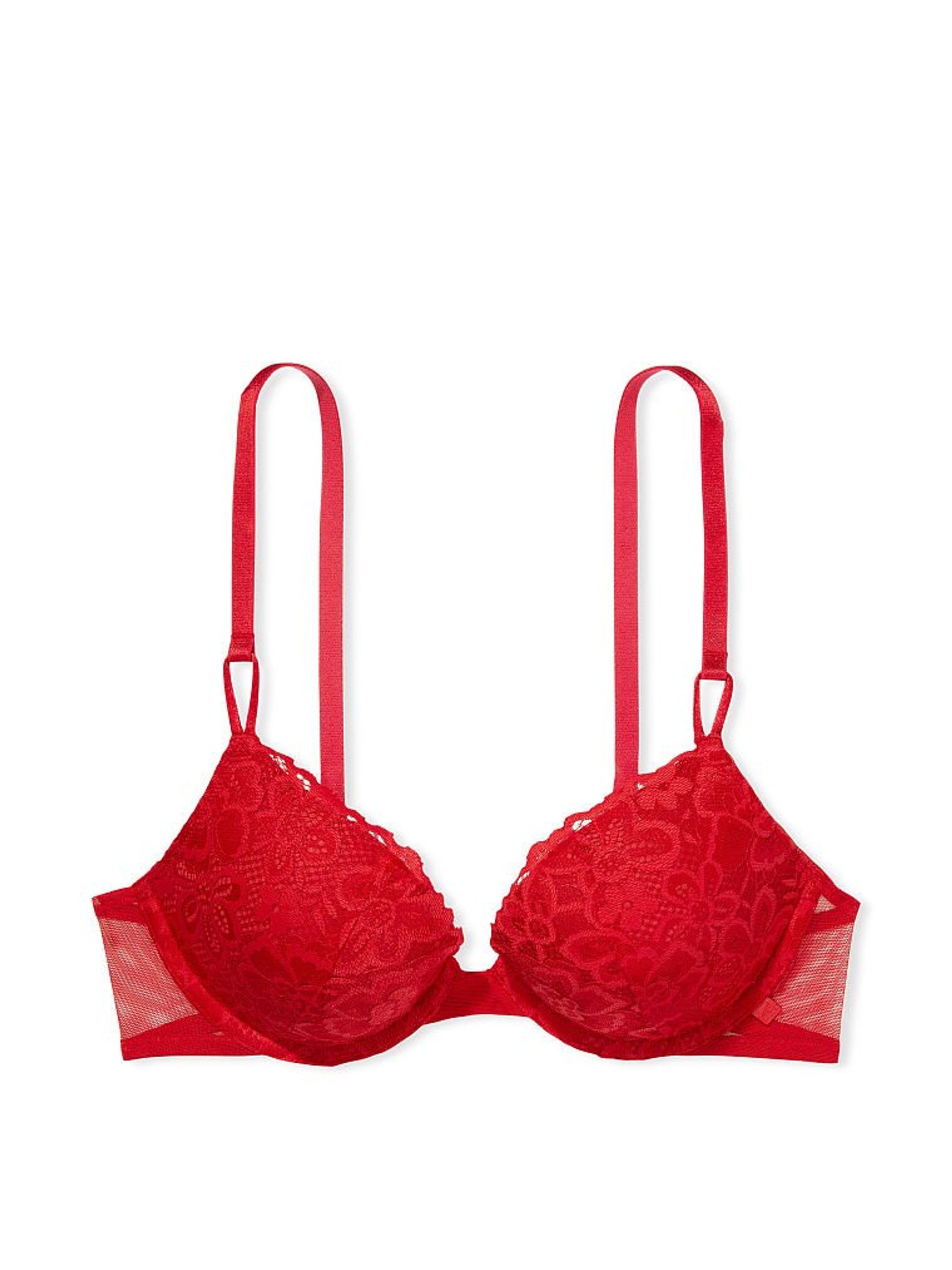 Lipstick Red Lace T-Shirt Push Up Bra - Image 3 of 3