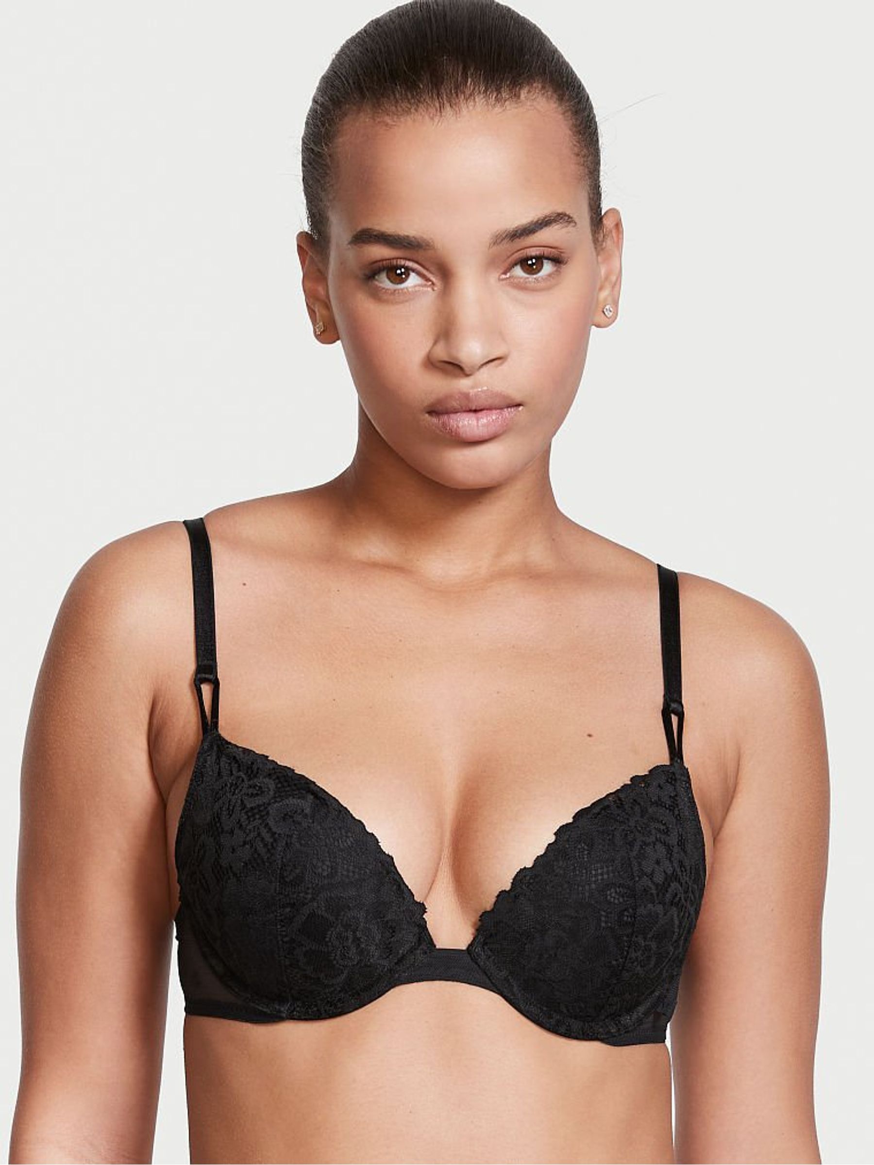Black Lace T-Shirt Push Up Bra - Image 1 of 3