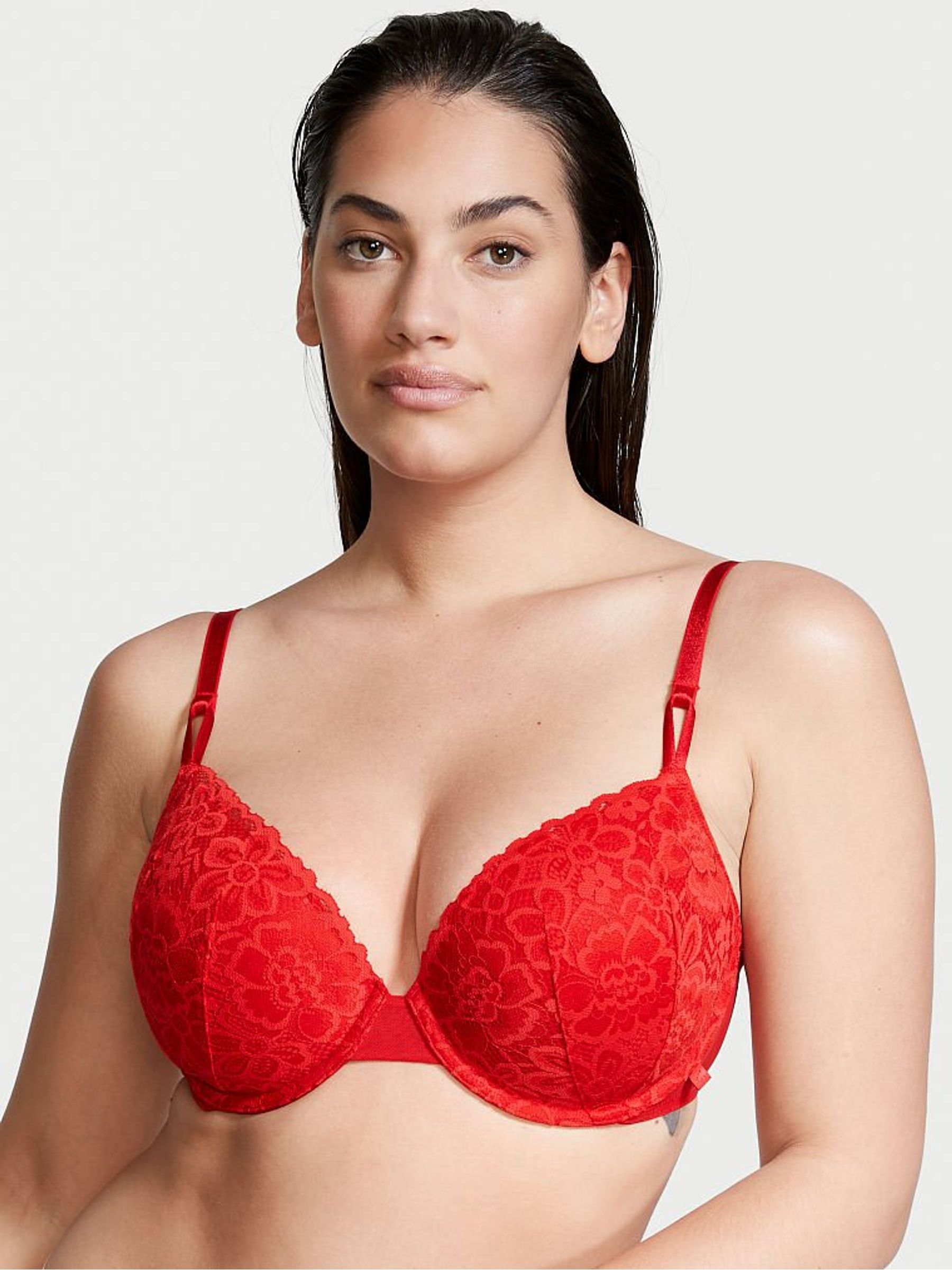 Lipstick Red Lightly Lined T-Shirt Demi Bra - Image 1 of 3