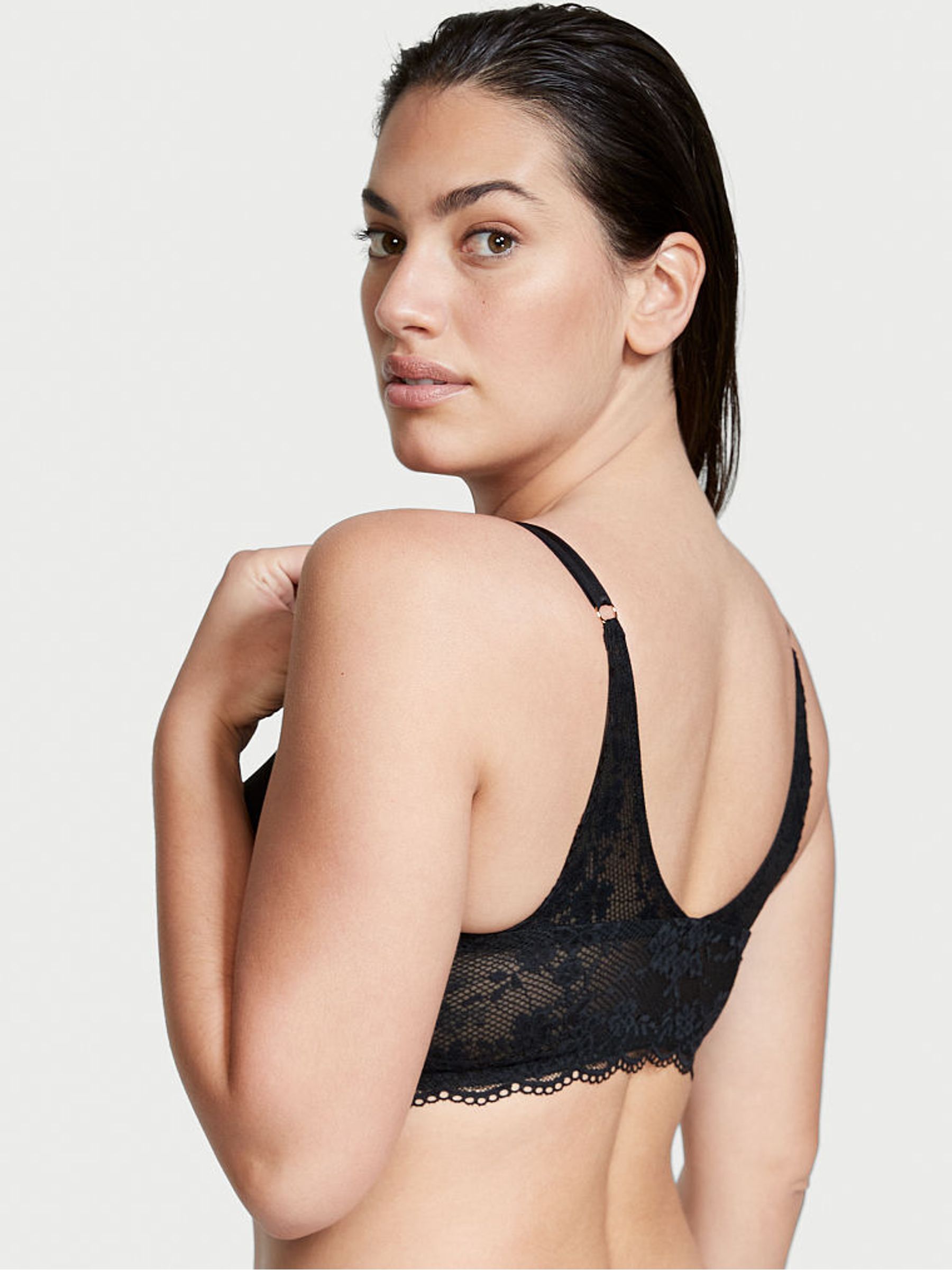 Black Front Fastening Lightly Lined Demi Bra - Image 2 of 7