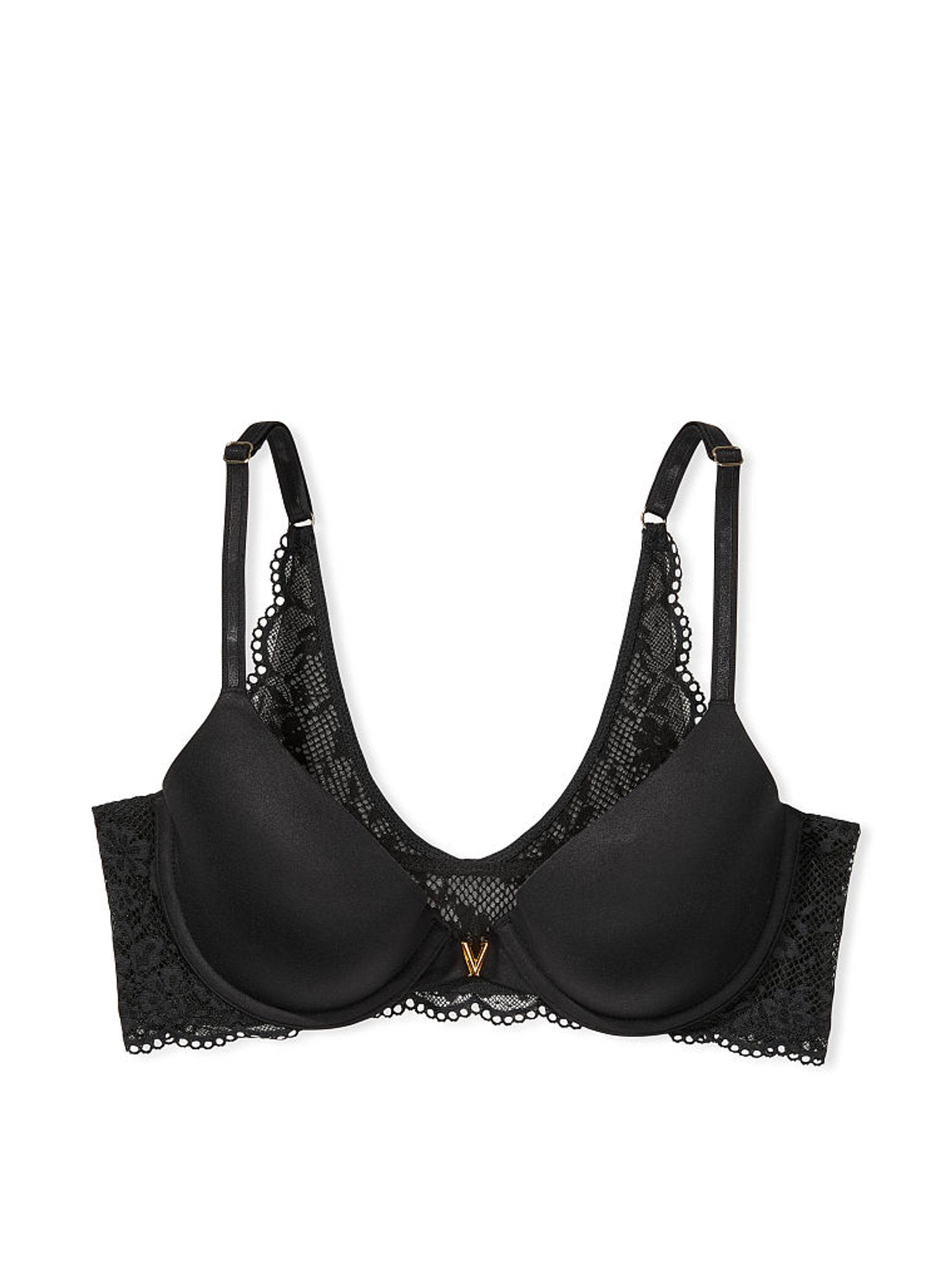 Black Front Fastening Lightly Lined Demi Bra - Image 6 of 7