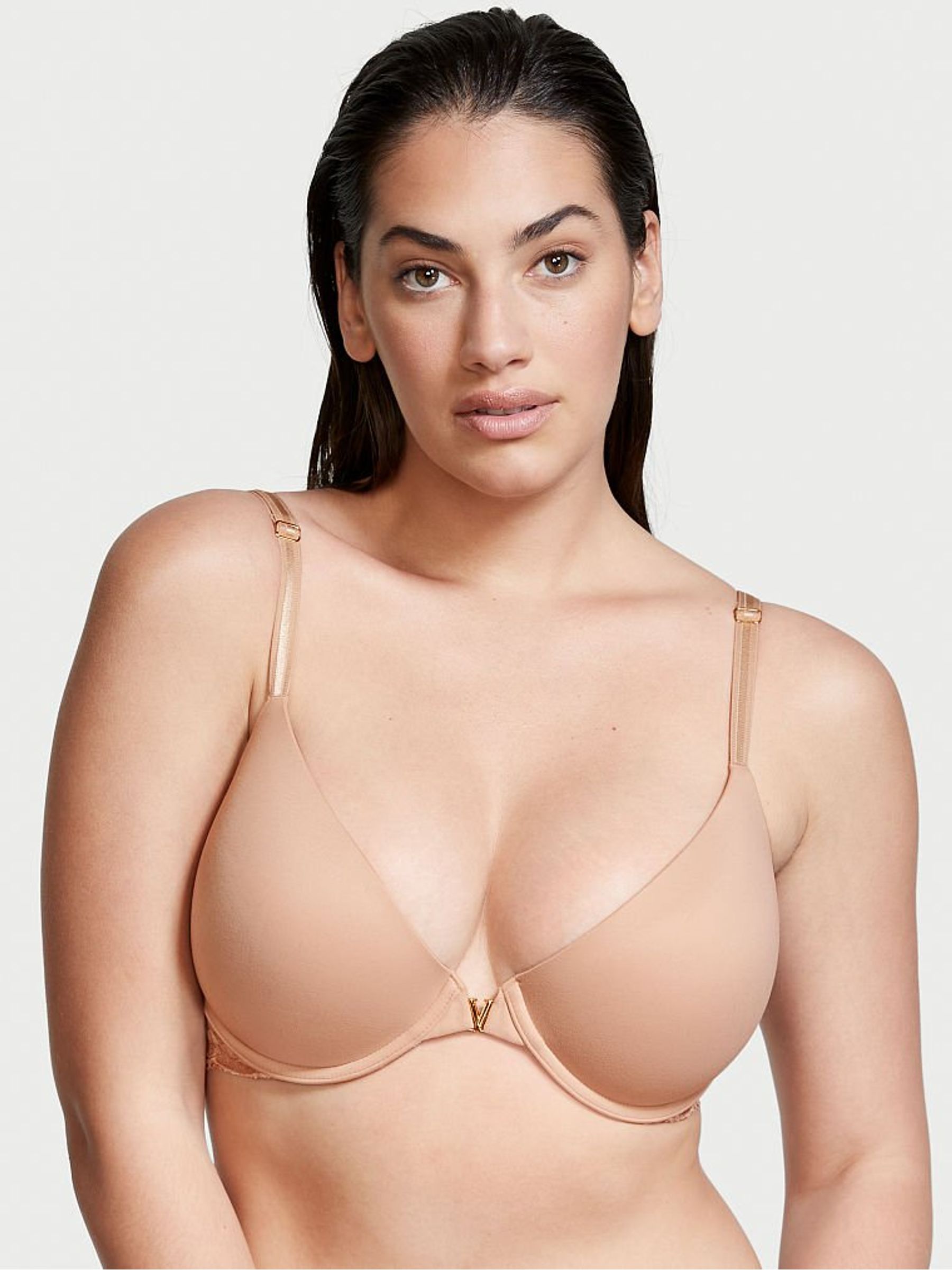 Sweet Nougat Nude Front Fastening Lightly Lined Full Coverage Bra - Image 1 of 4