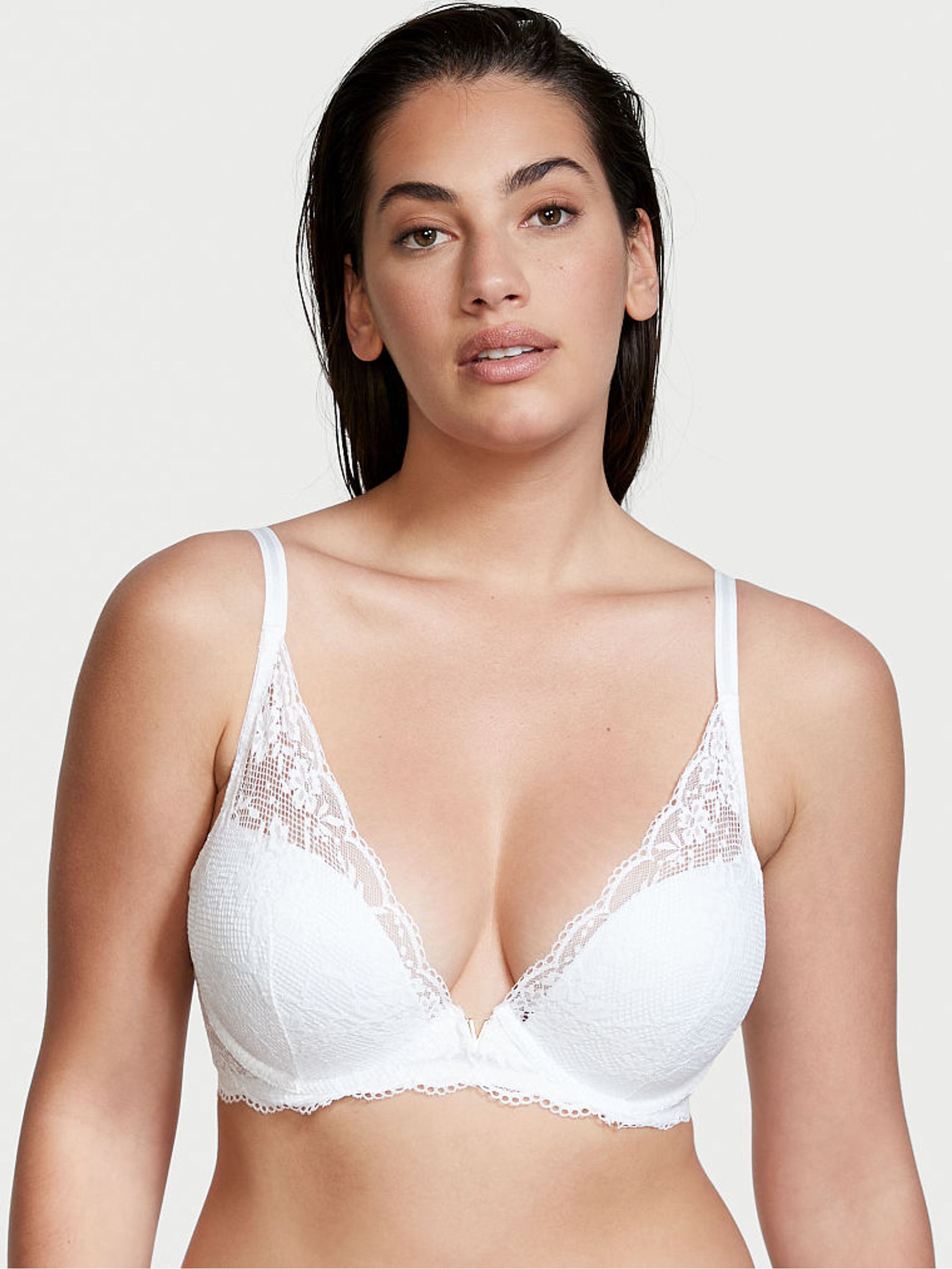White Plunge Lace Half Pad Plunge Bra - Image 1 of 4