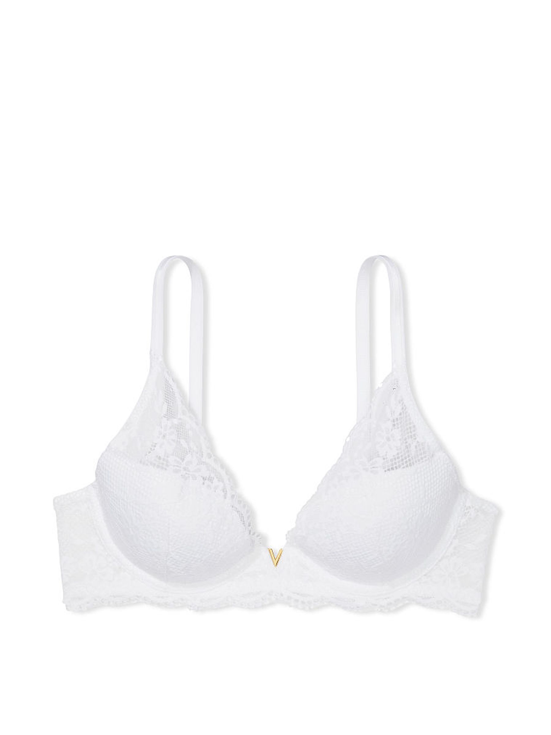White Plunge Lace Half Pad Plunge Bra - Image 4 of 4