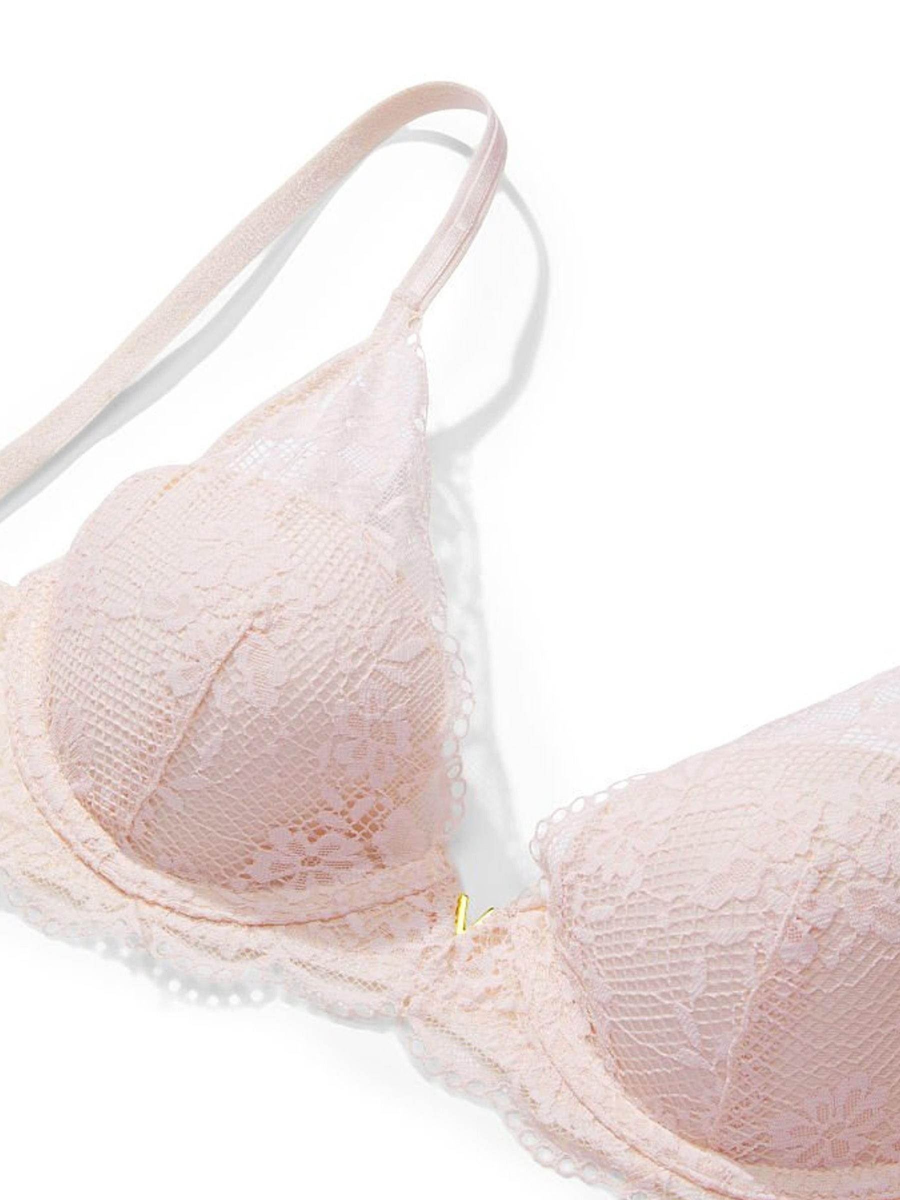 Pink Fizz Lace Plunge Lightly Lined Half Pad Bra - Image 4 of 4