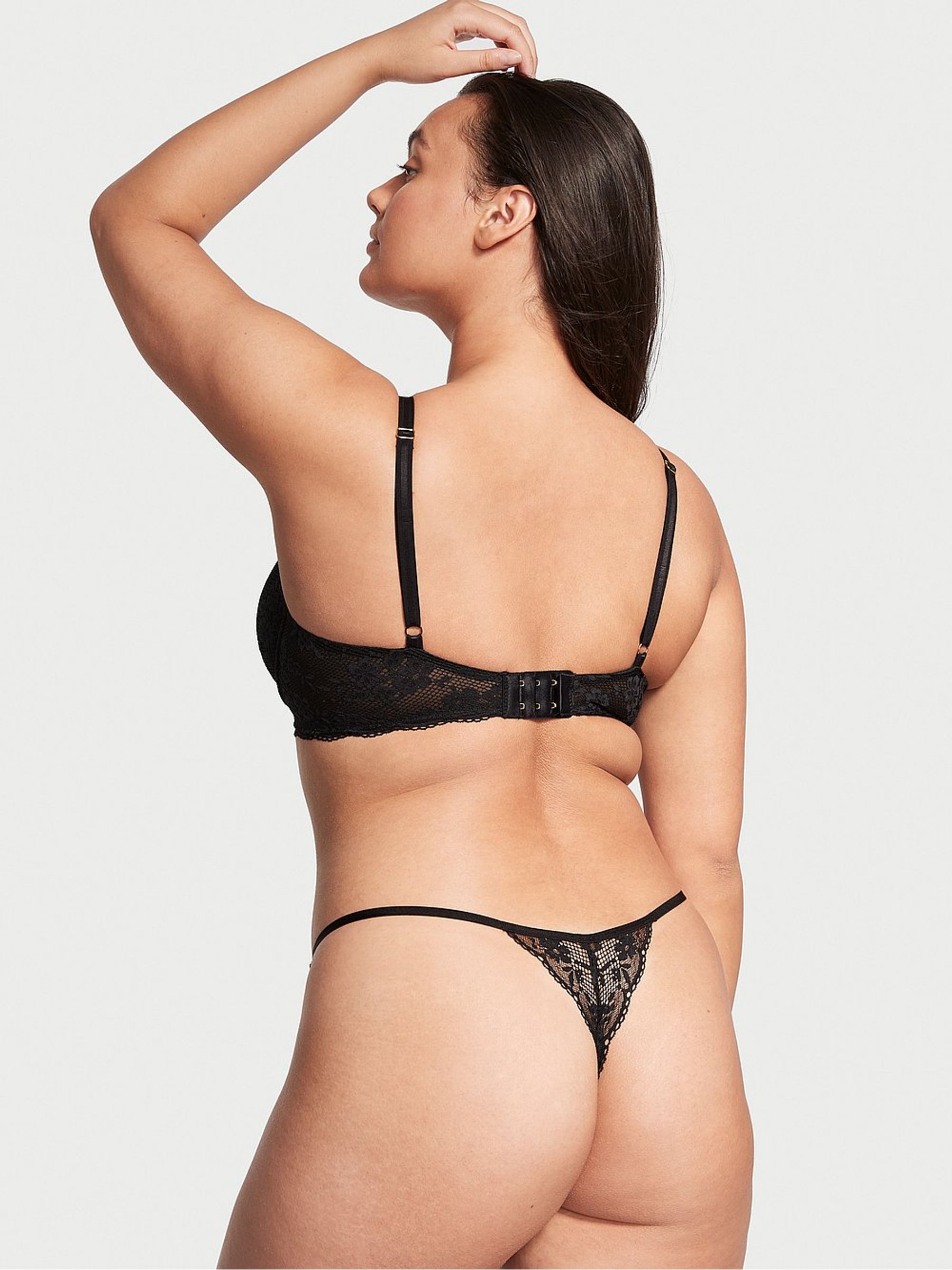 Black Lace Half Pad Plunge Bra - Image 4 of 8