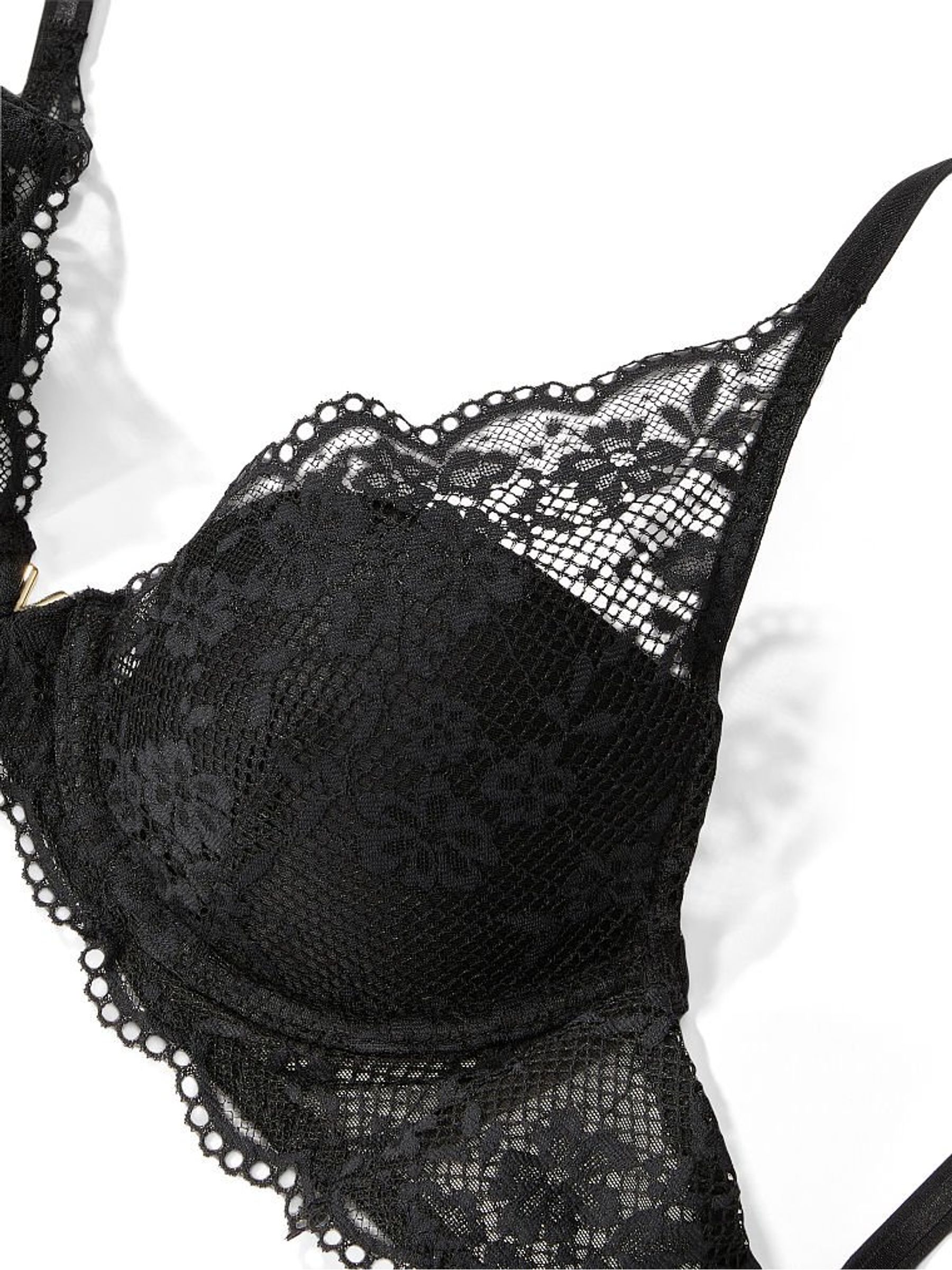Black Lace Half Pad Plunge Bra - Image 7 of 8