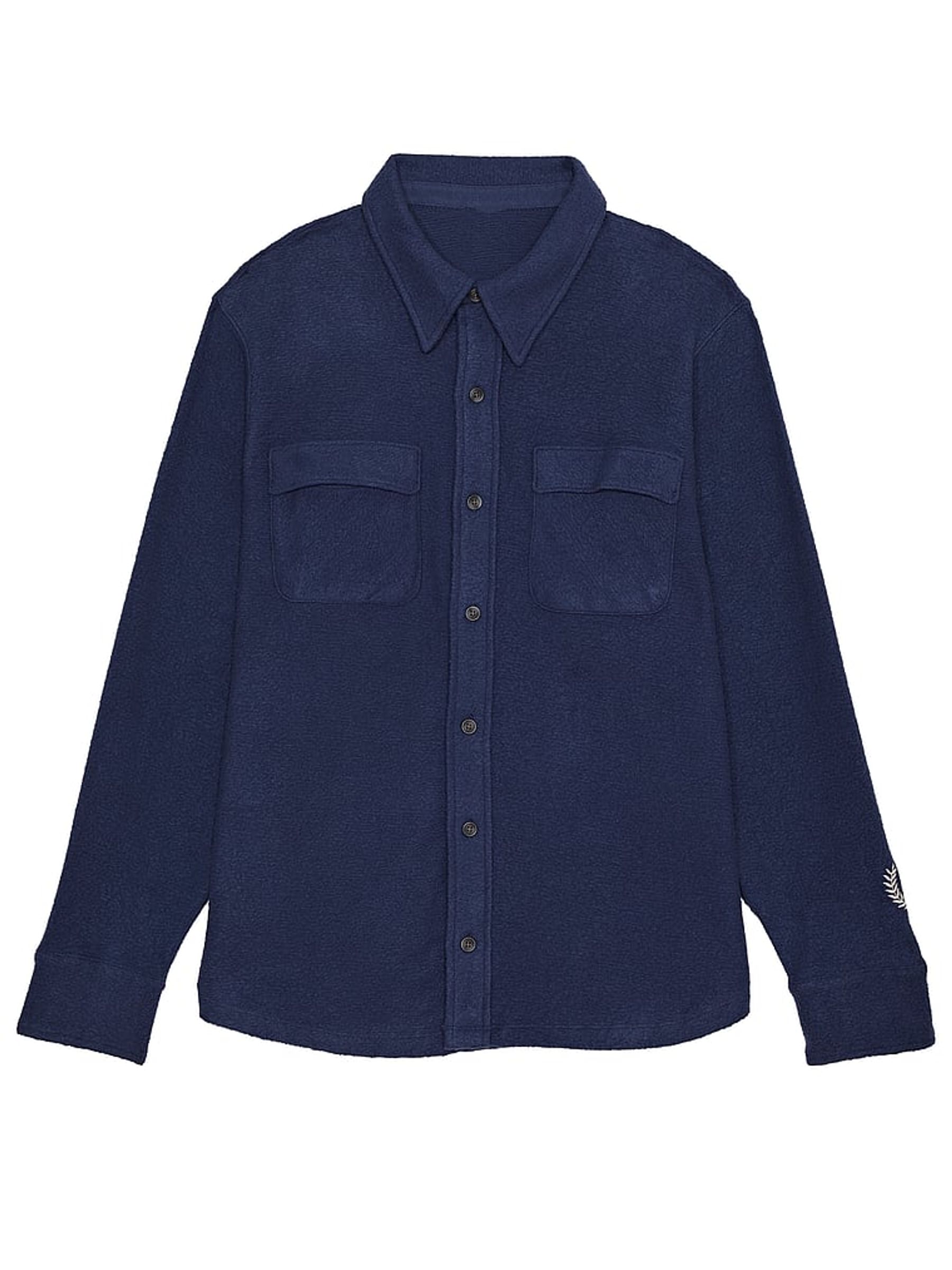 Midnight Navy Blue Reverse Fleece Shacket - Image 3 of 3