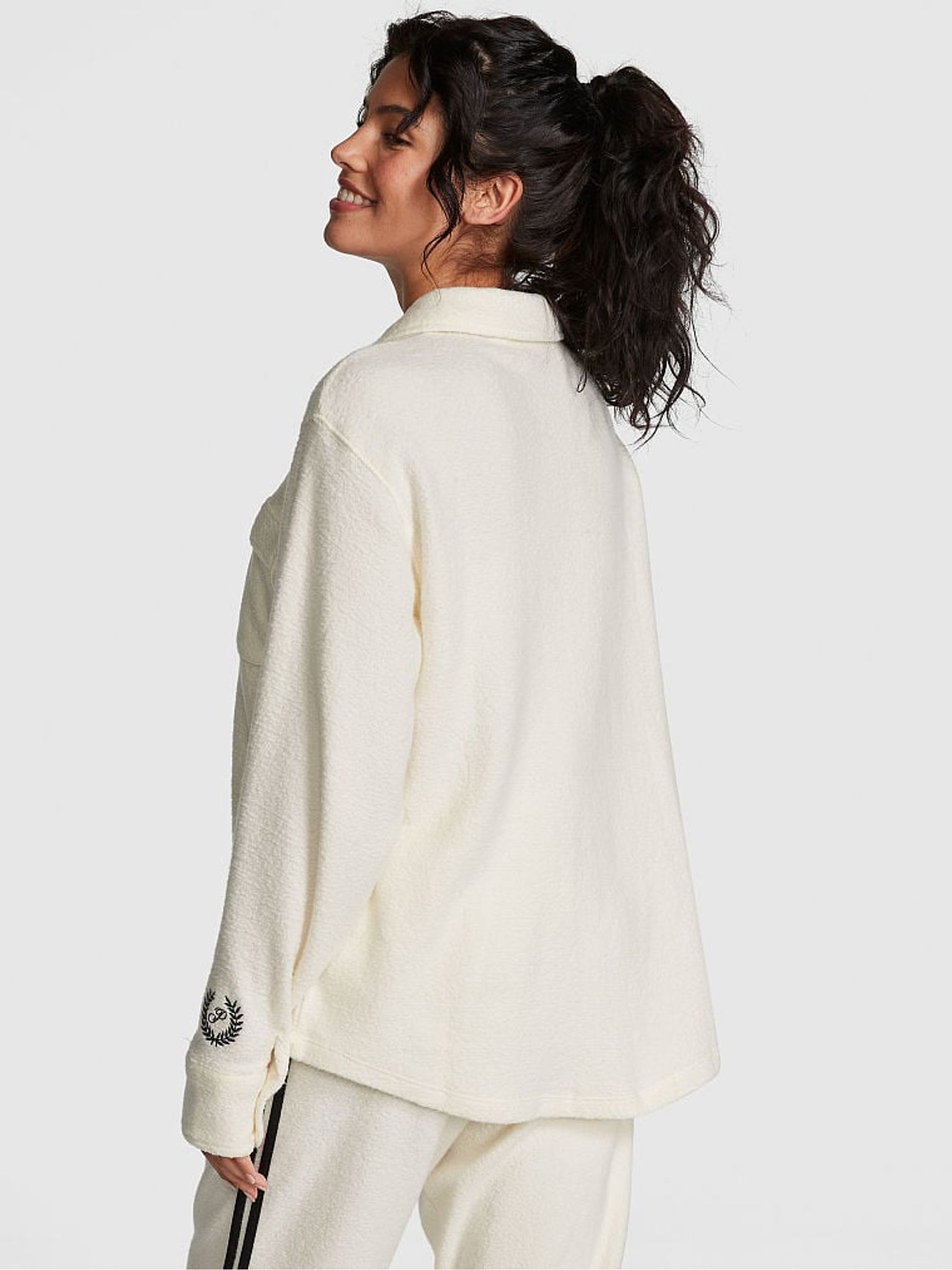 Creamer White Reverse Fleece Shacket - Image 2 of 4