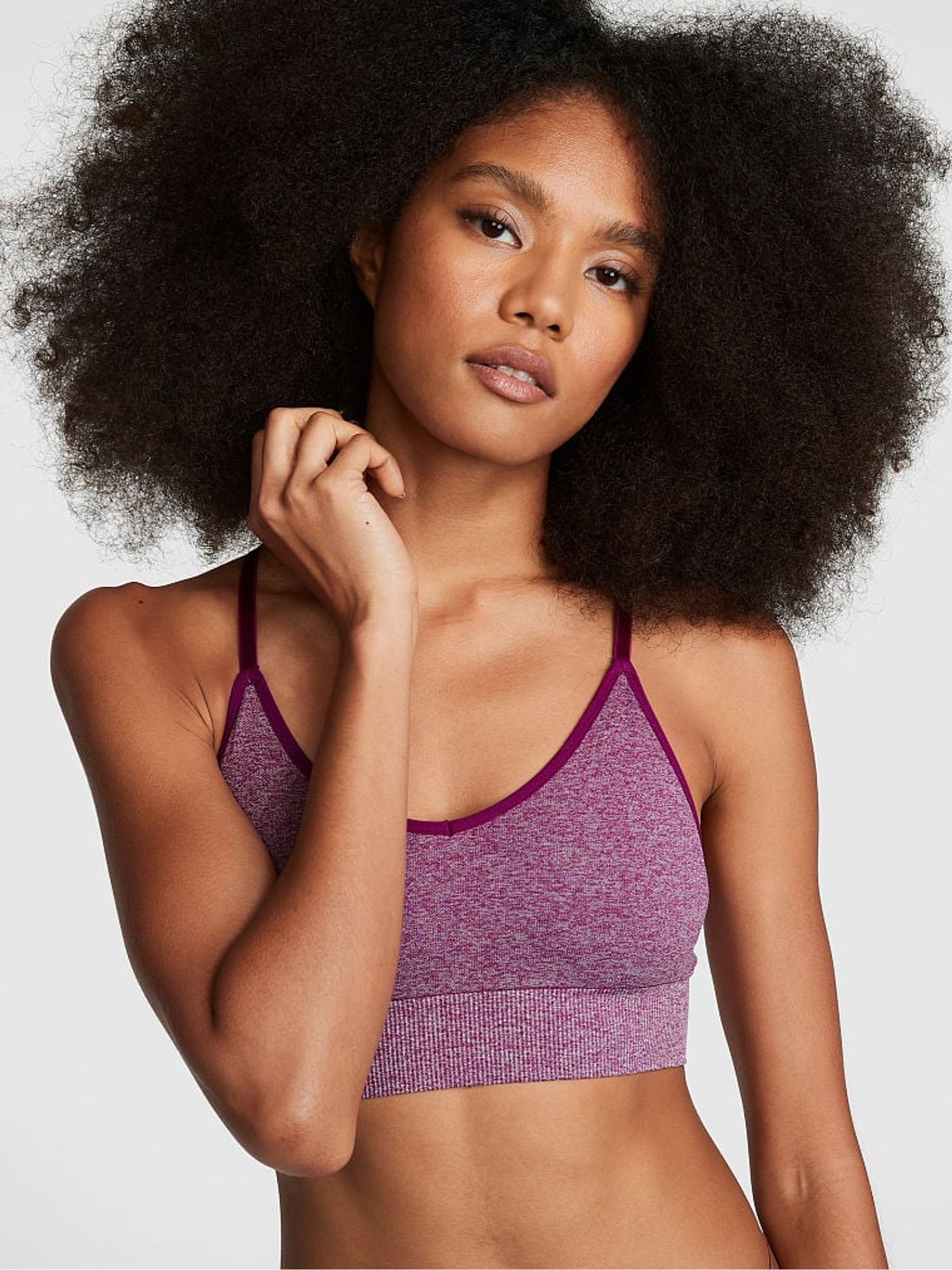 Vivid Magenta Pink Non Wired Lightly Lined Seamless Sports Bra - Image 1 of 4