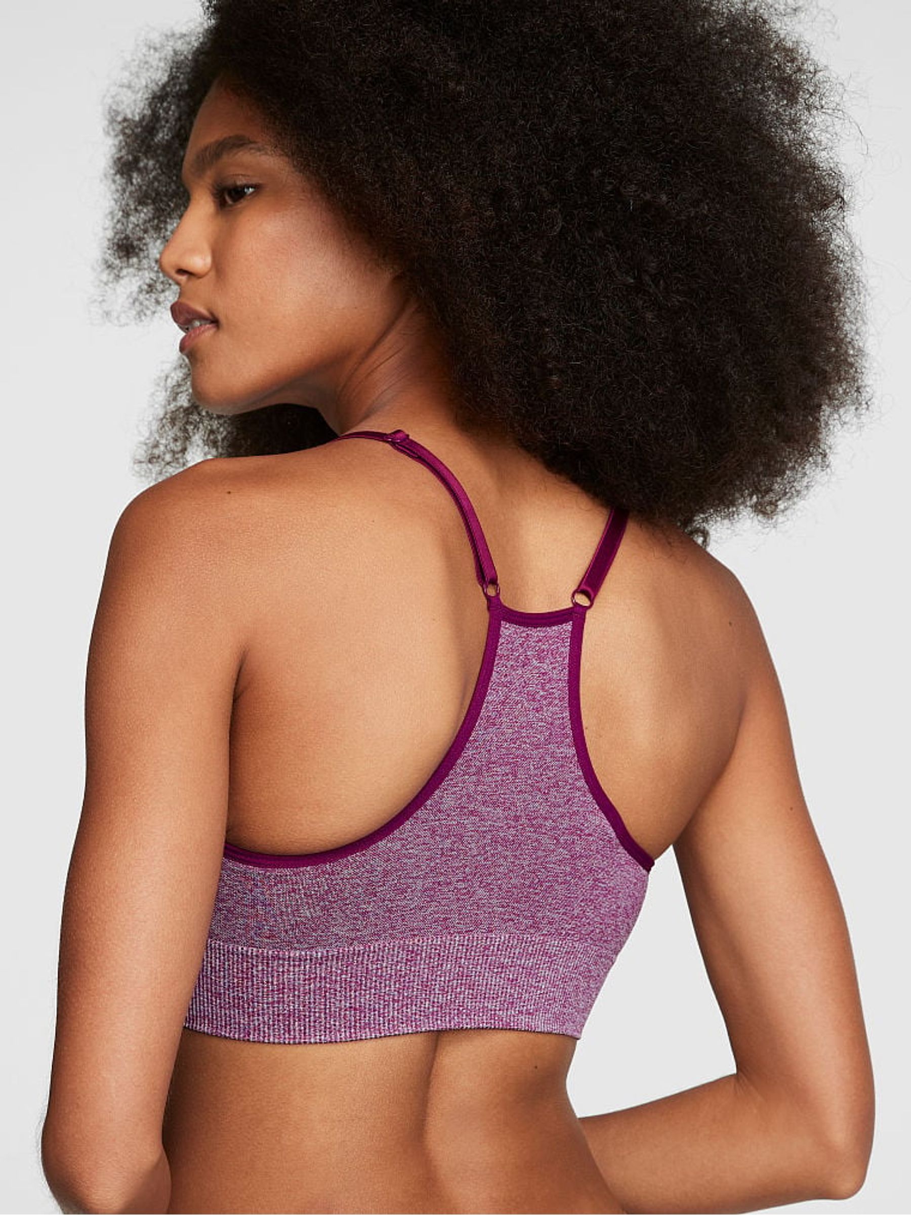 Vivid Magenta Pink Non Wired Lightly Lined Seamless Sports Bra - Image 2 of 4