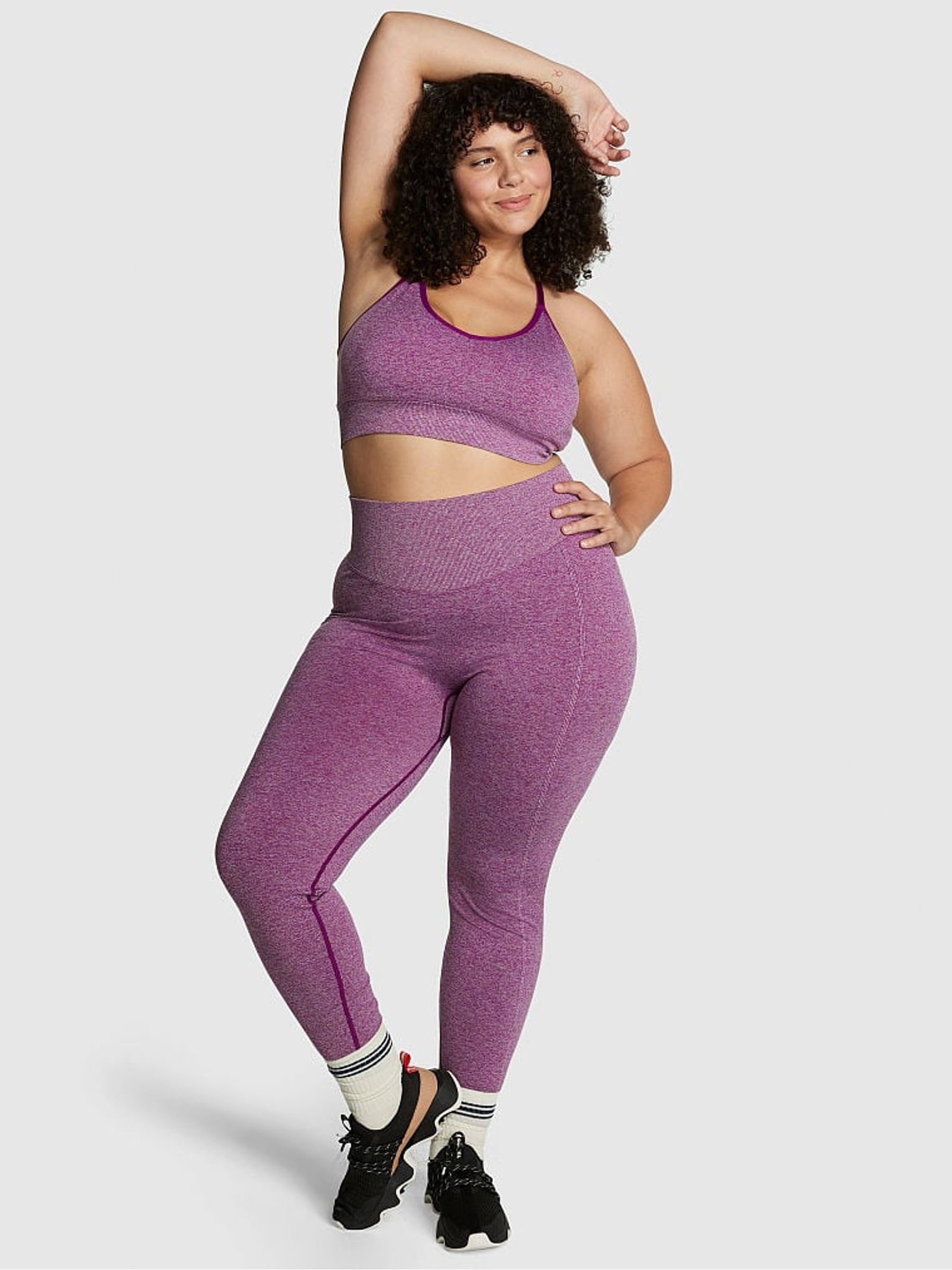 Vivid Magenta Pink Non Wired Lightly Lined Seamless Sports Bra - Image 3 of 4